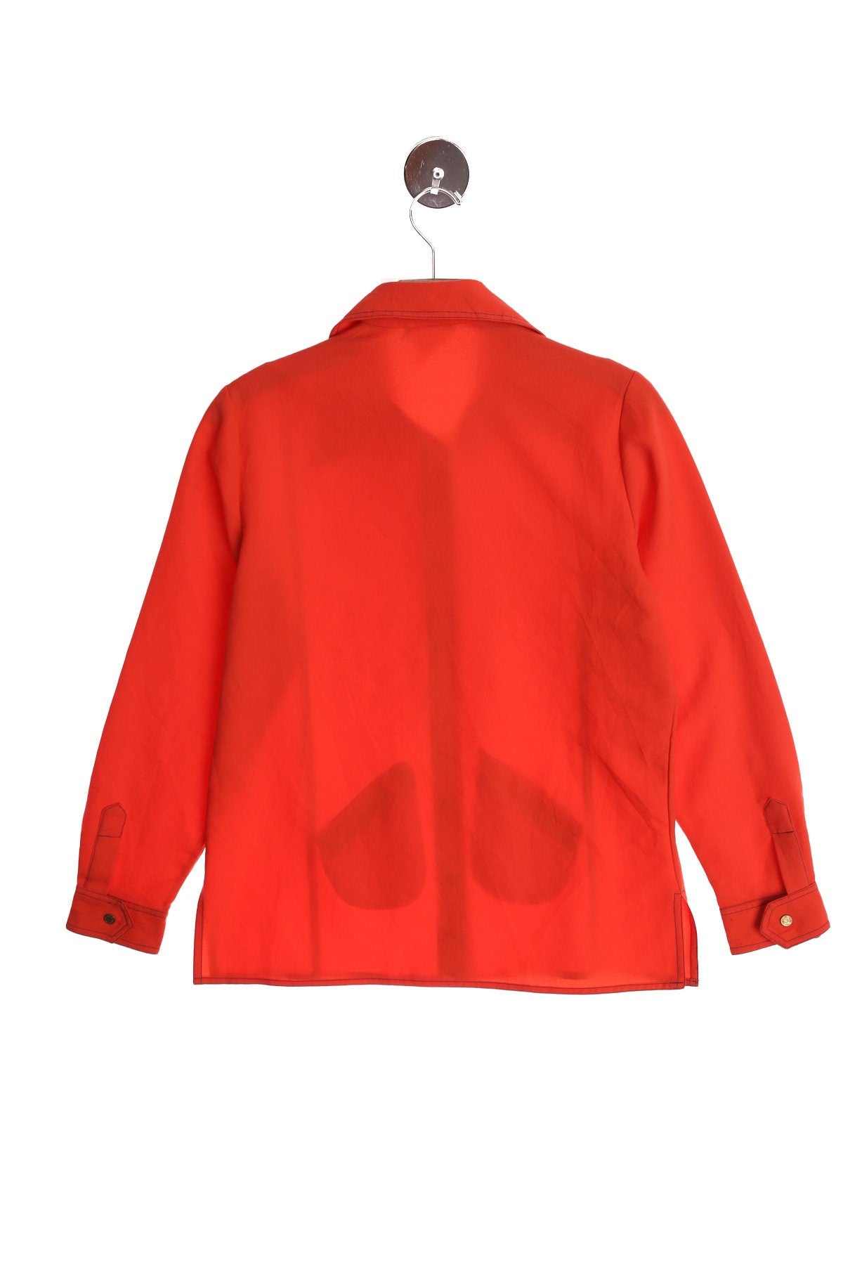 70's Women Top - Orange - Zipper Pockets - Mod - Casual