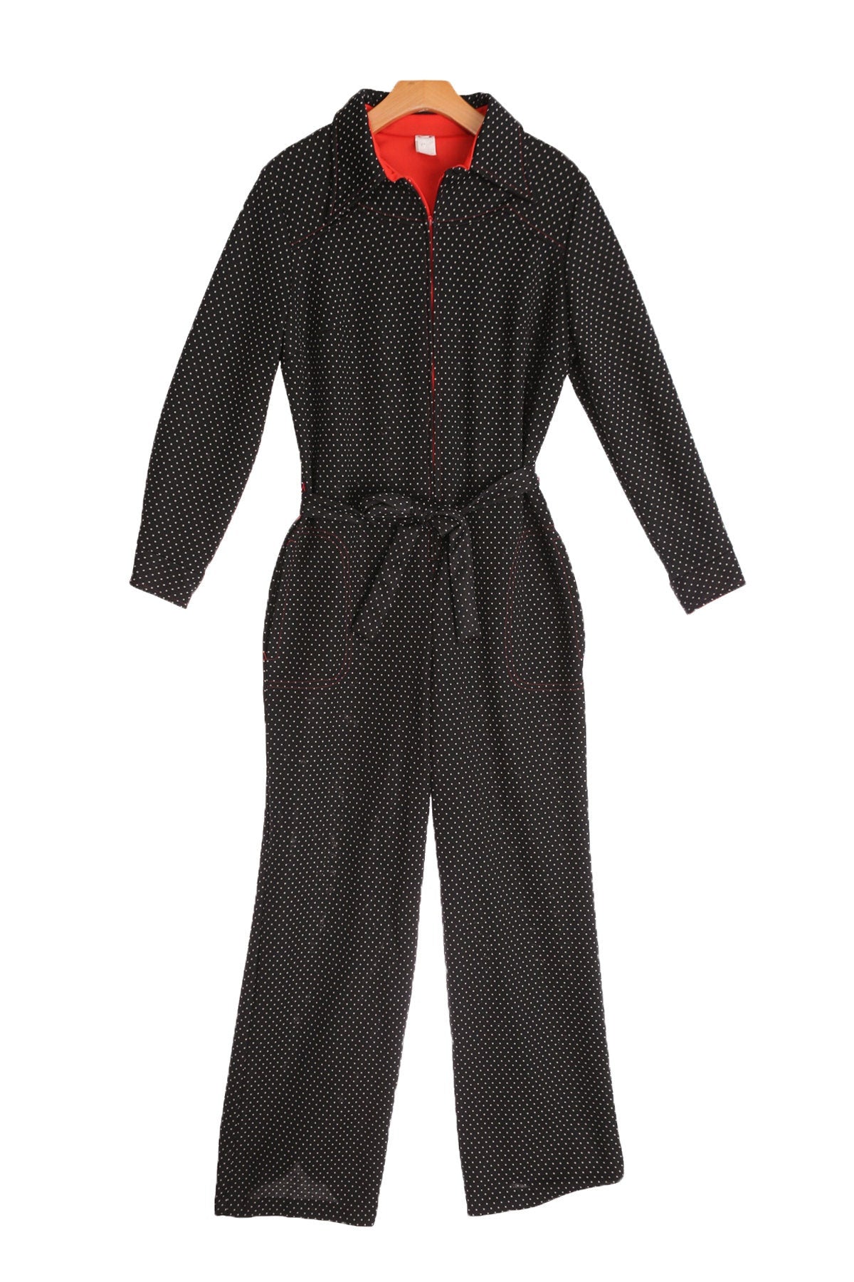 Women White Polka Dot Black Jumpsuit