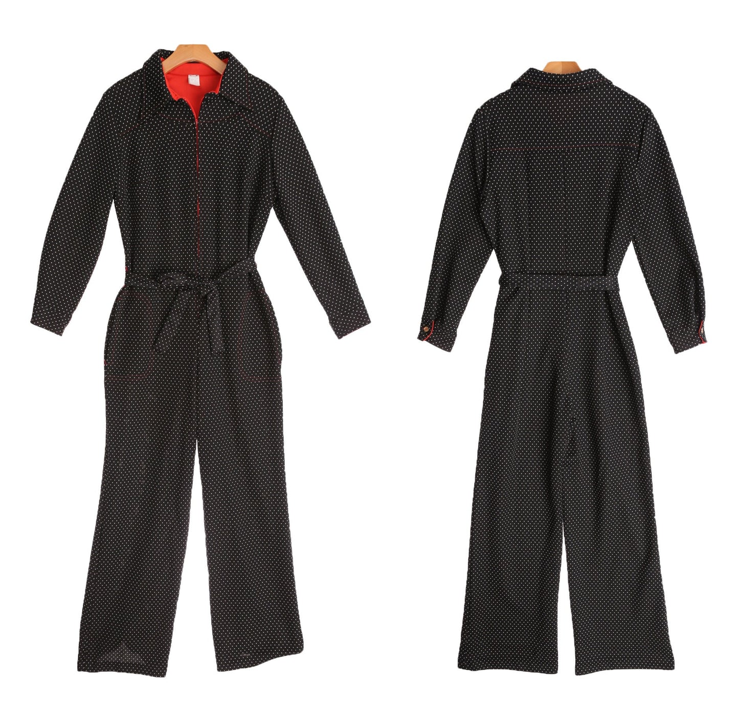 Women White Polka Dot Black Jumpsuit