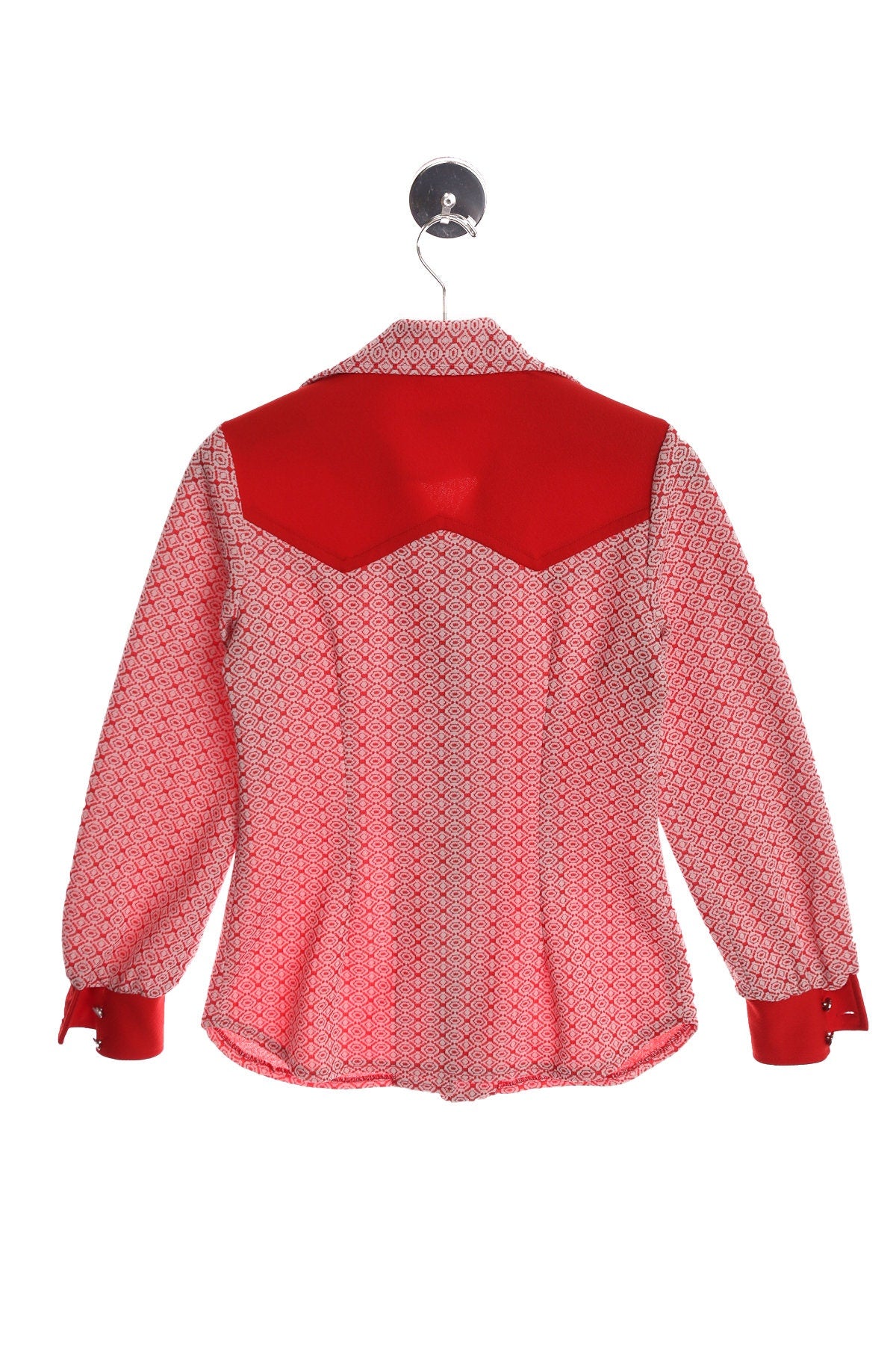 70's Women Red Poly Western Top