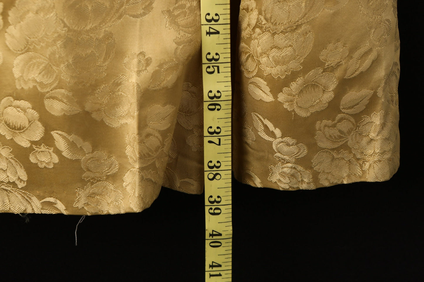 Vintage Gold Brocade Floral Print Evening Dress - Era 50's - 60's