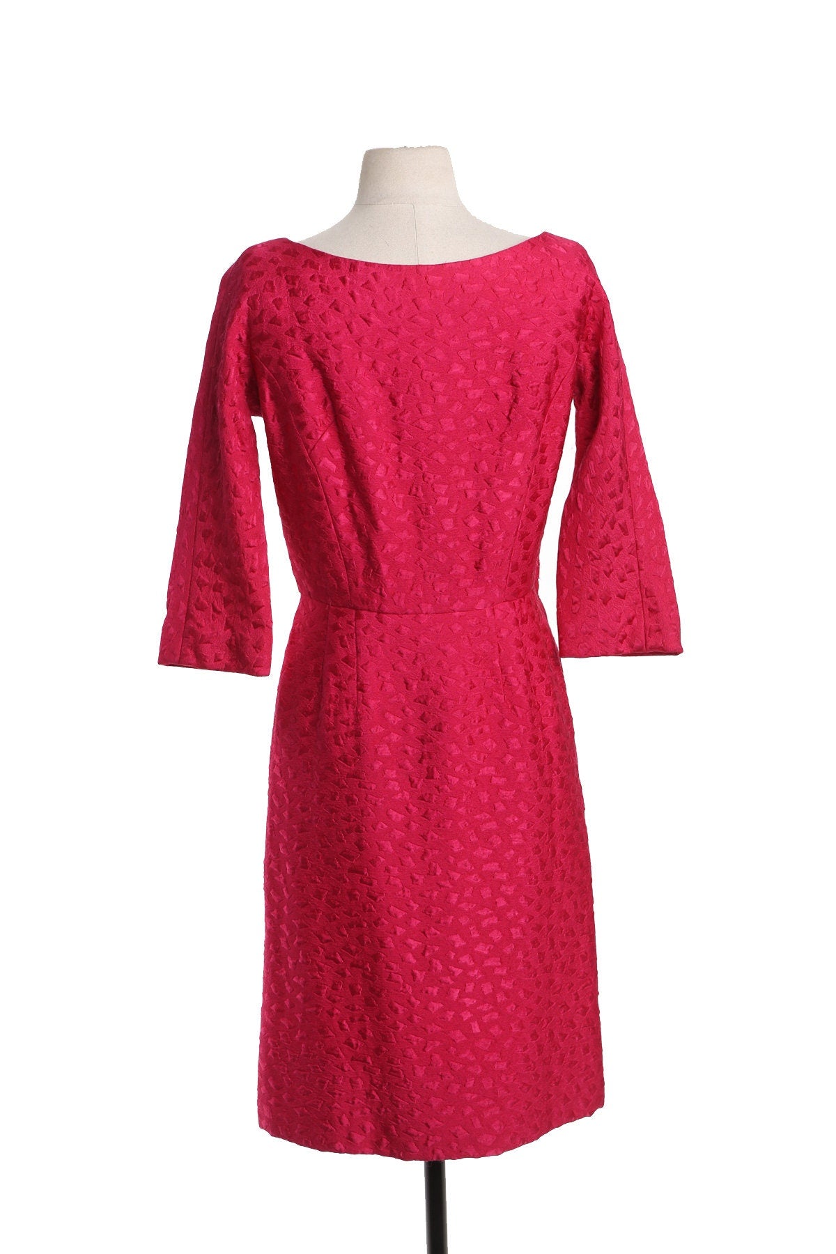 Vintage Pink Evening Dress - Era 50's - 60's - Long Sleeve