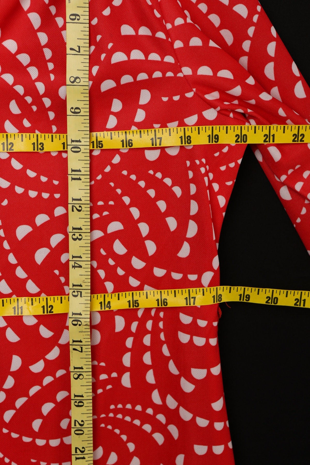 70'd Red Poly Front Zipper Closure Dress