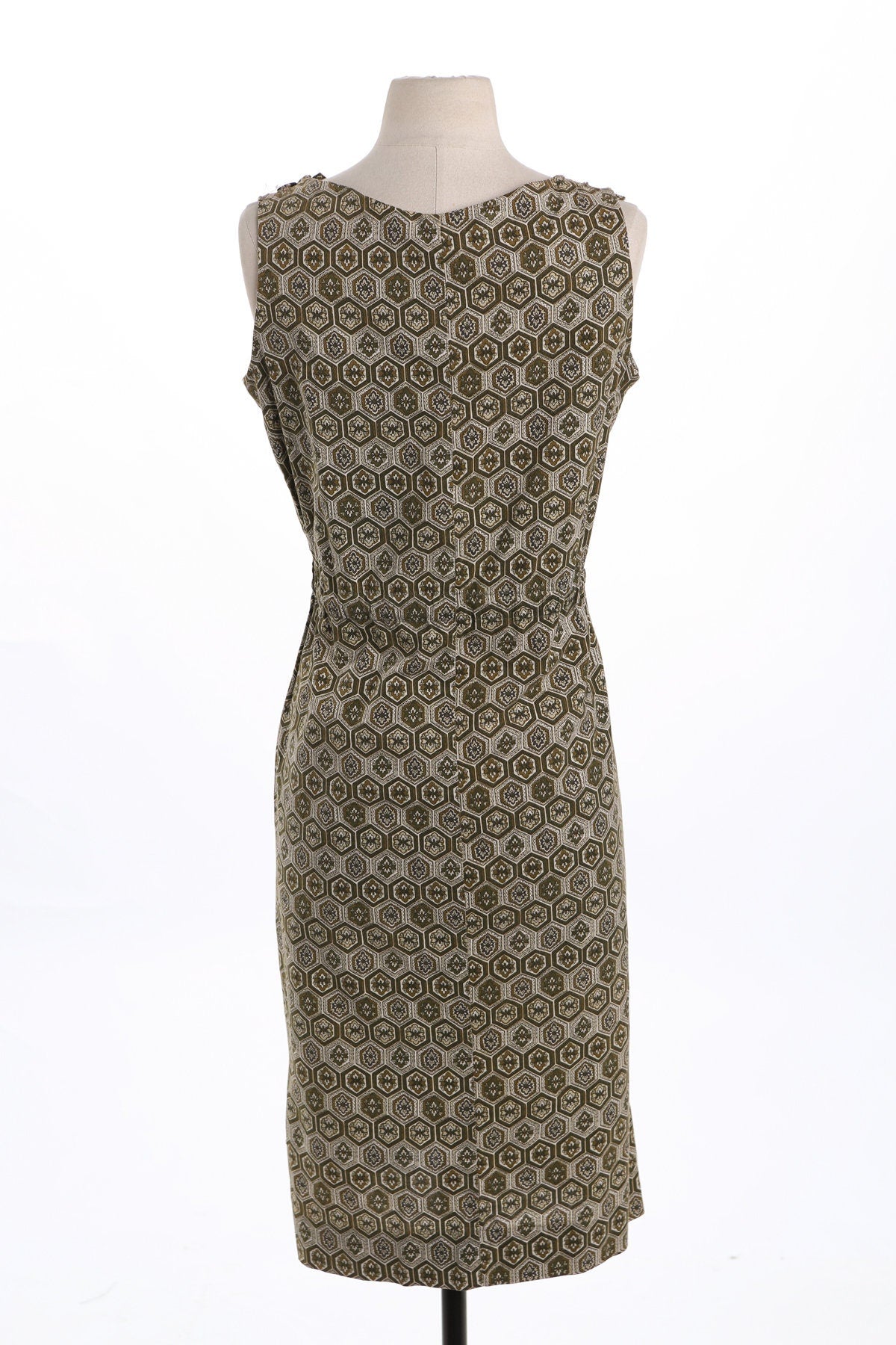 Vintage Women Brown Geometric Print Sleeveless Summer Dress