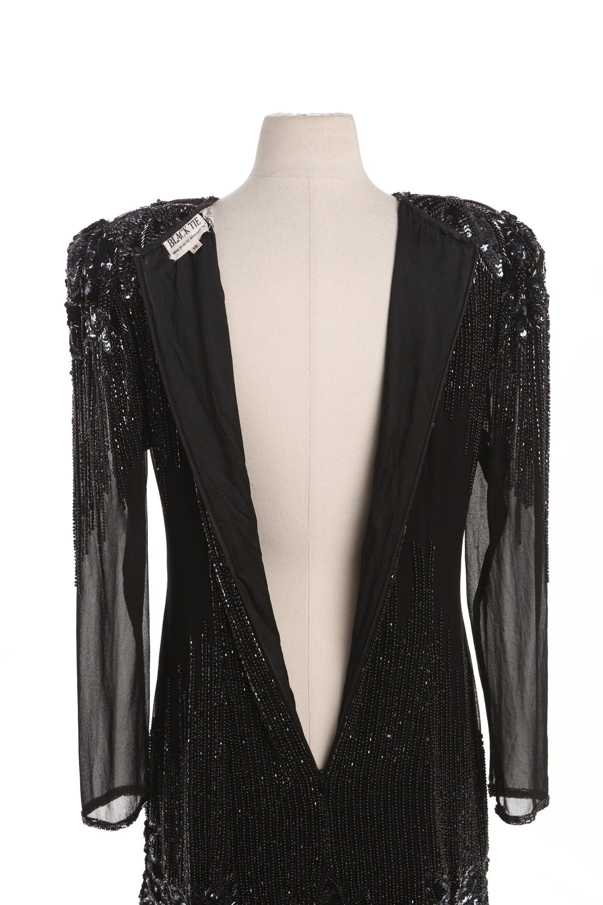 Vintage Black Sequin Evening Dress - Era 80's - 90's