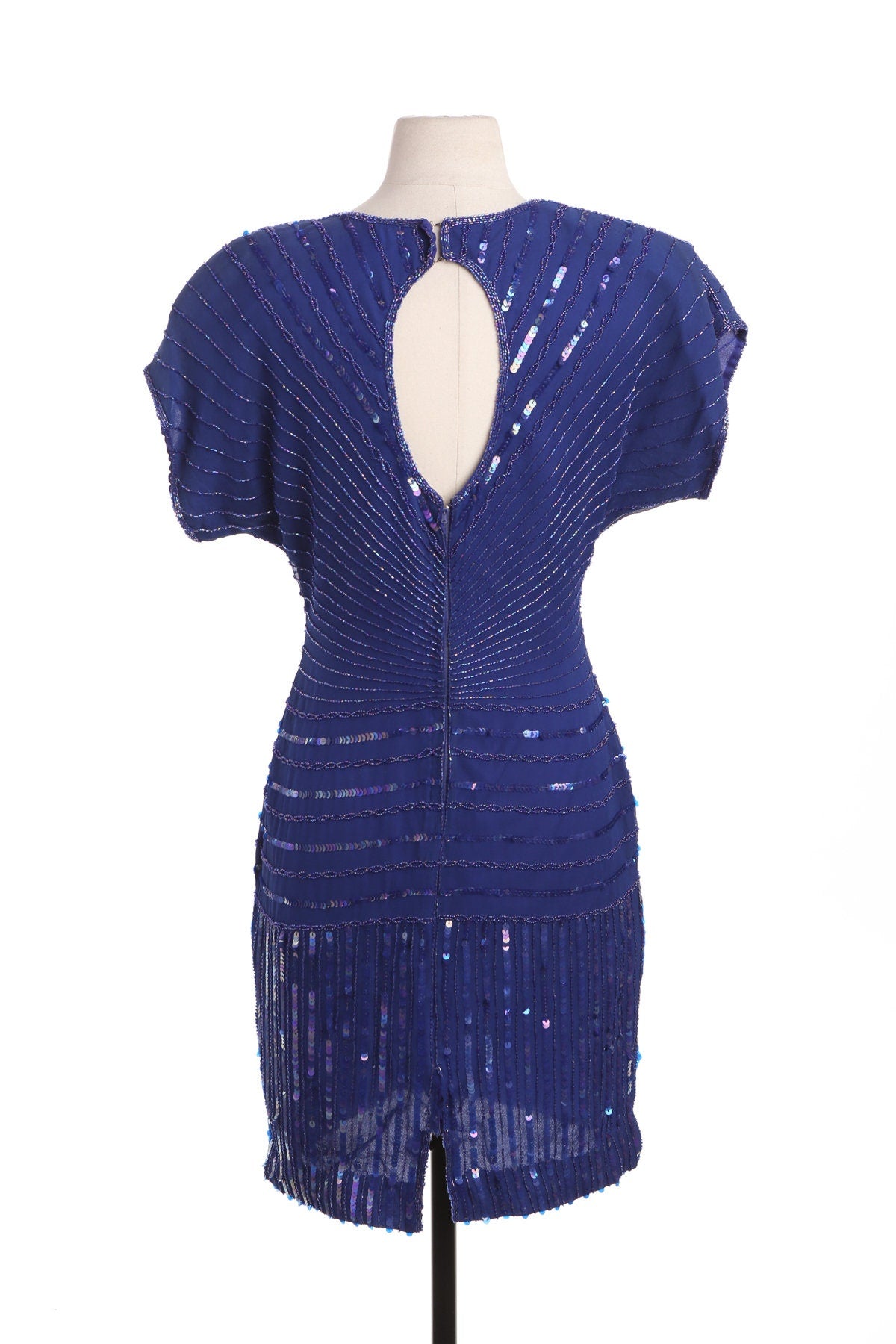 Vintage Blue Sequin Dress - Era 70's - 80's