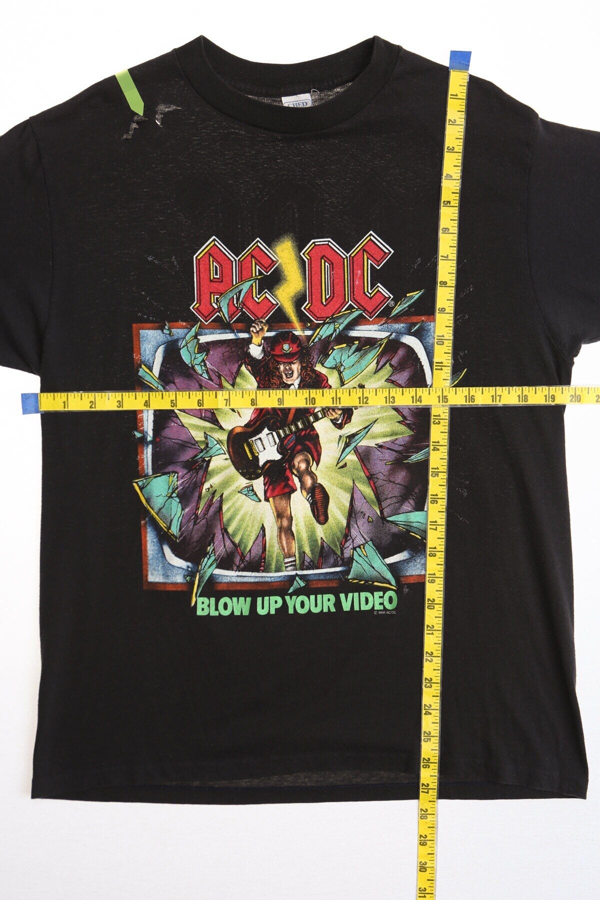 Ac dc rock t-shirt blow up your video world tour 88 vintage black shirt