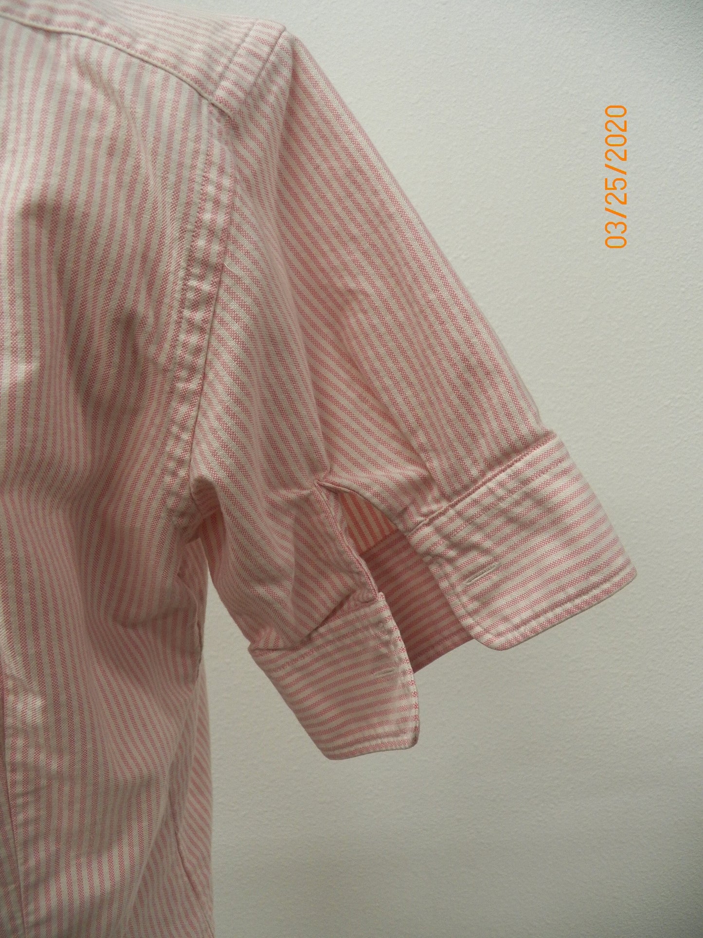 Cotton striped pink white casual top women