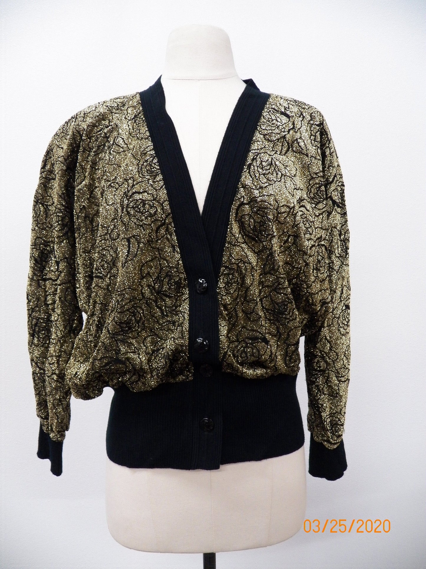 Women metallic black gold 80's top
