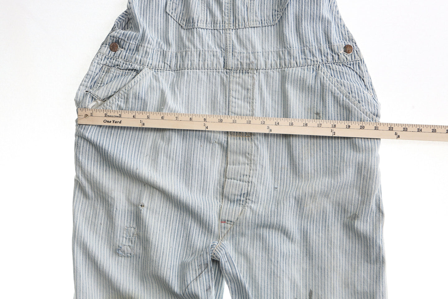 Vintage denim overalls buckhide med 50's farmer striped sanforised cotton