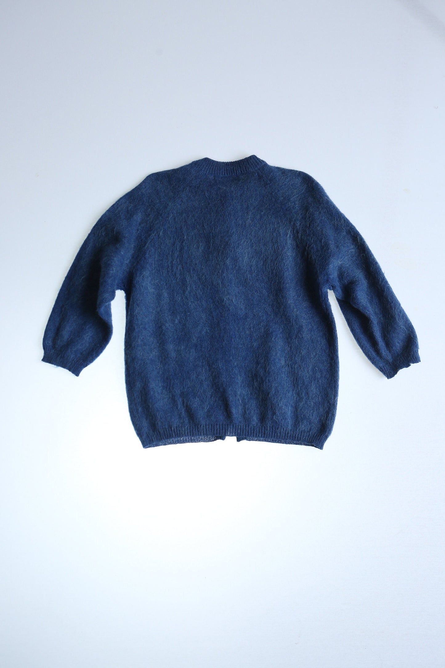 Vintage women sweater button up cardigan blue mohair 60's 50's 38 demoiselle made in usa