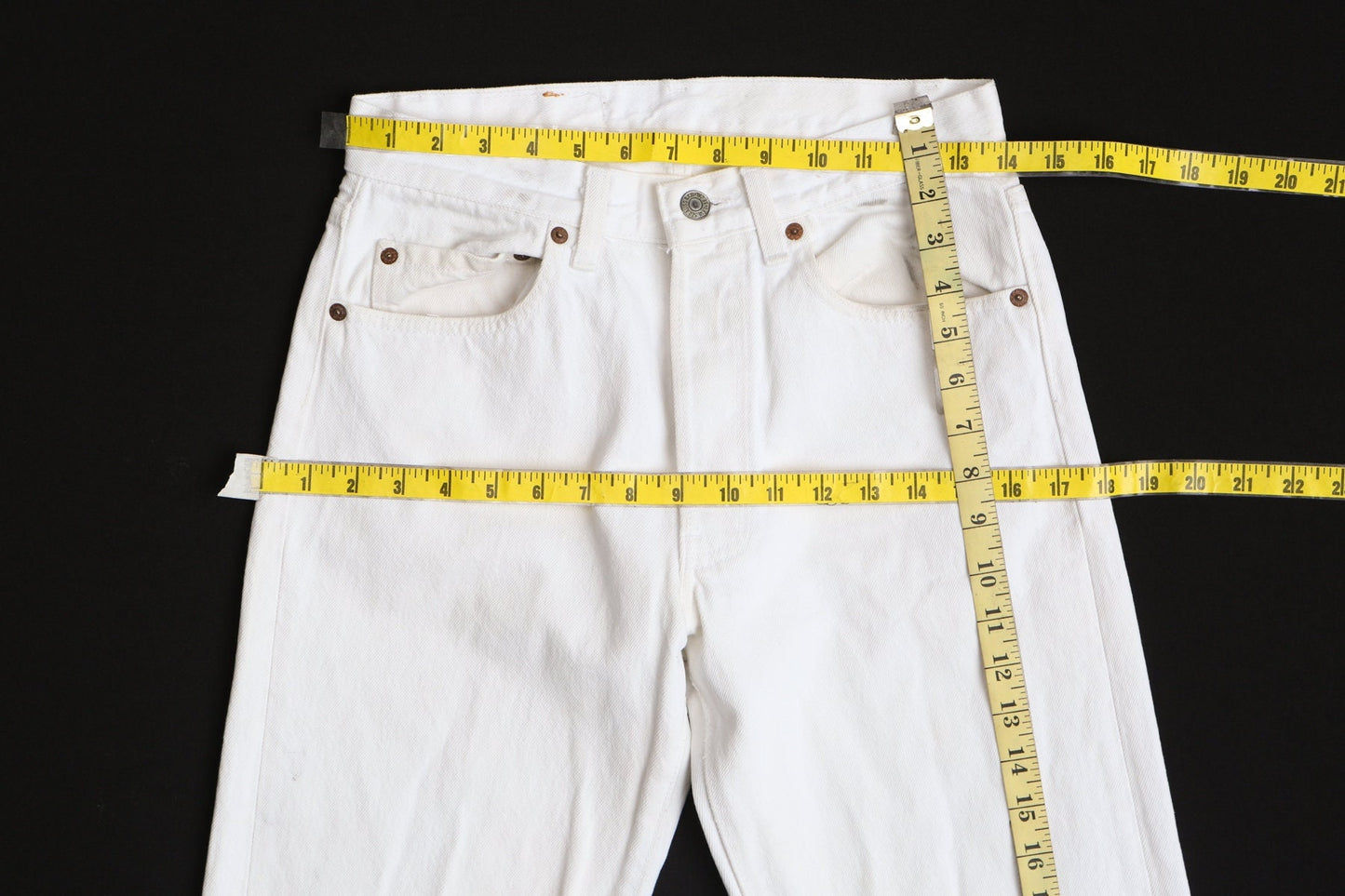 Vintage 501 levi's jeans white 90's high waist denim made in usa women high water