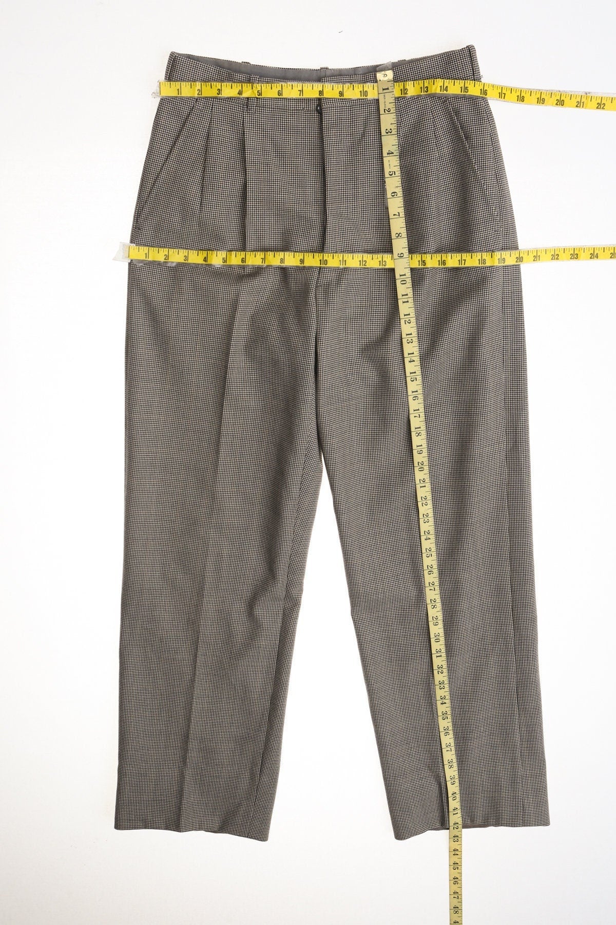 Vintage 90's plaid trausers men casual pants white black pleated high waist