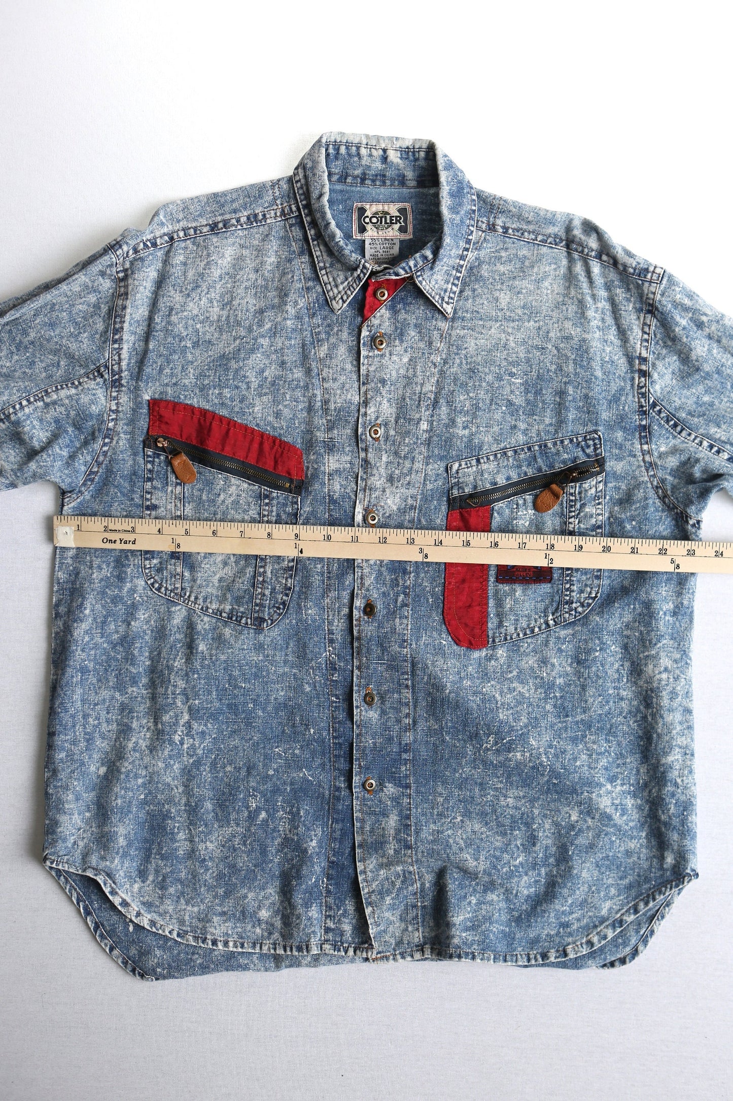 Vintage men denim shirt button up 90's cotler