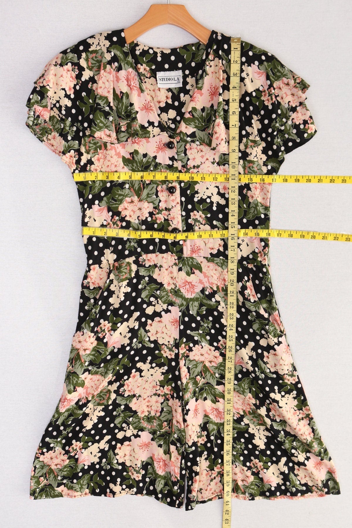 Vintage romper black pink flower summer rayon dress 90's casual y2k women