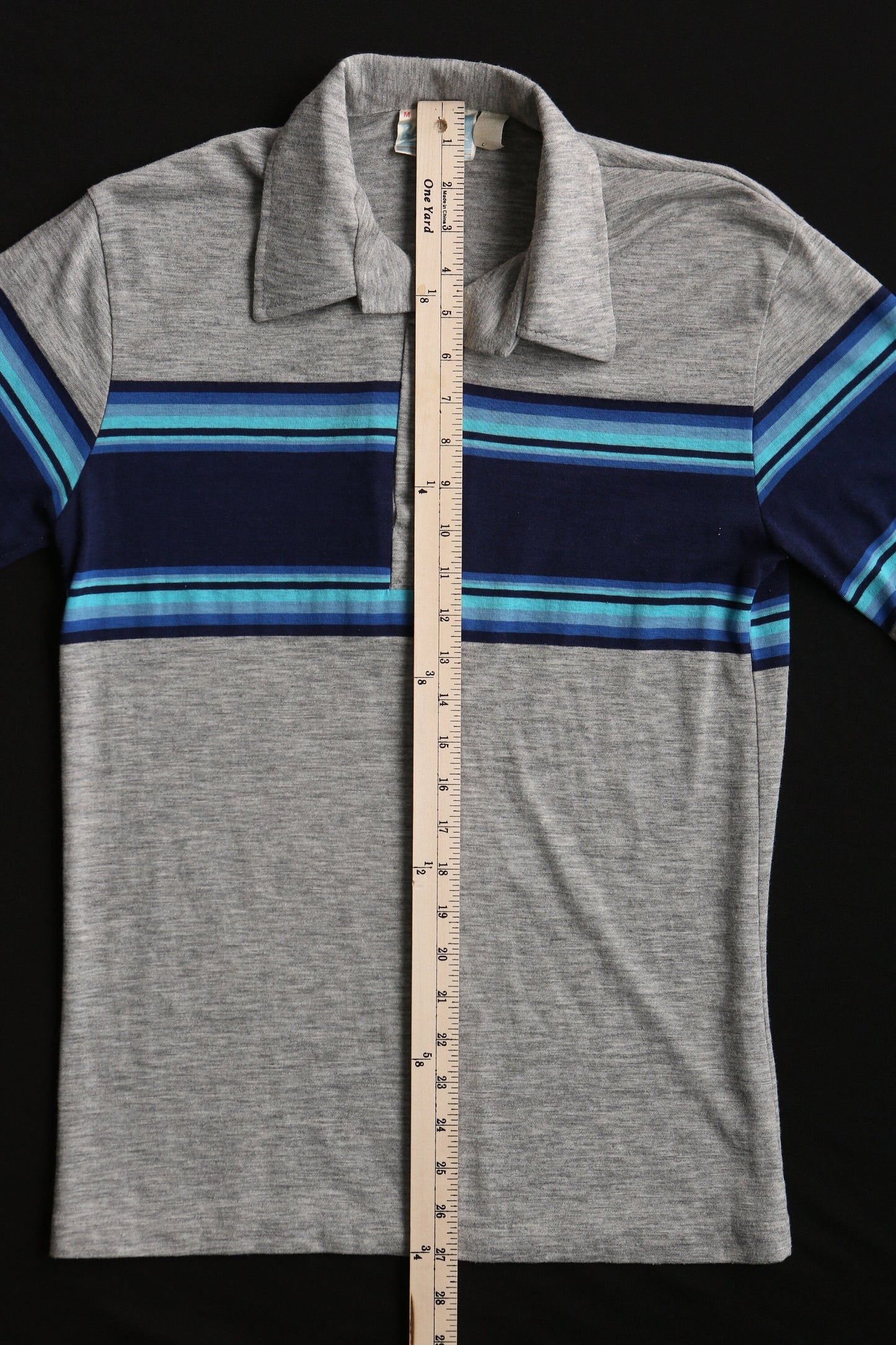 Vintage surfing t-shirt shirt blue wave striped gray blue 70's ビンテージ シャツ