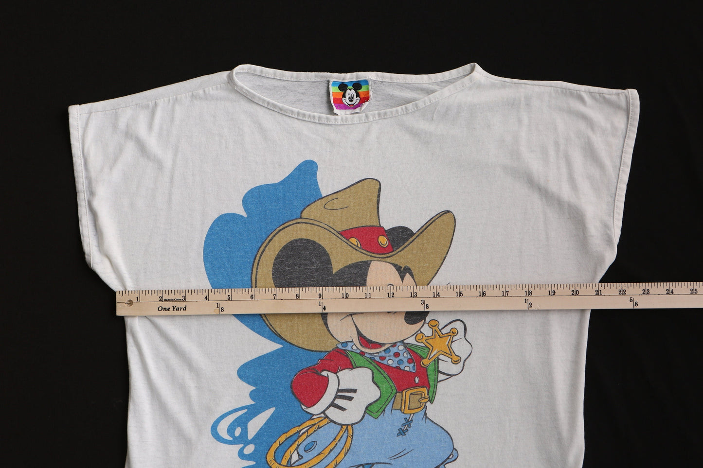 Vintage mickey mouse t-shirt cowboy western top white disney blouse