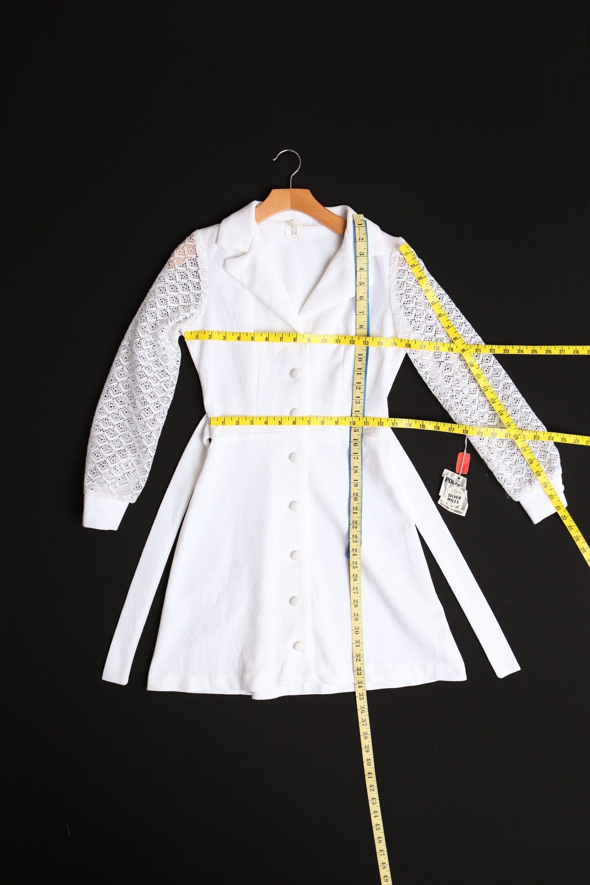 Vintage women 70's white disco button waist belt 60's casual