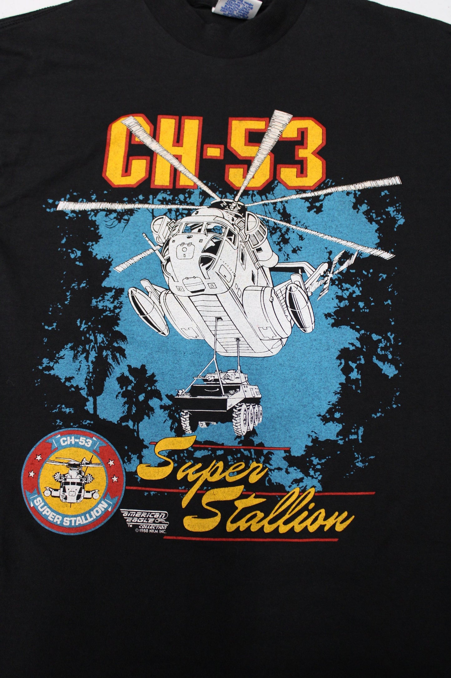 Vintage military graphic t-shirt black ch-53 helicopter super stallion 1988