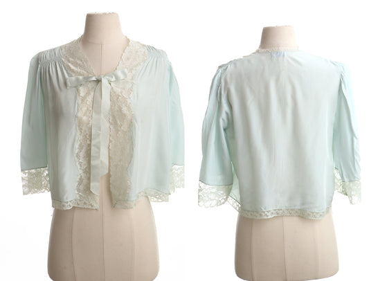 Women vintage blue lace nightgown top blouse 70's artemis small