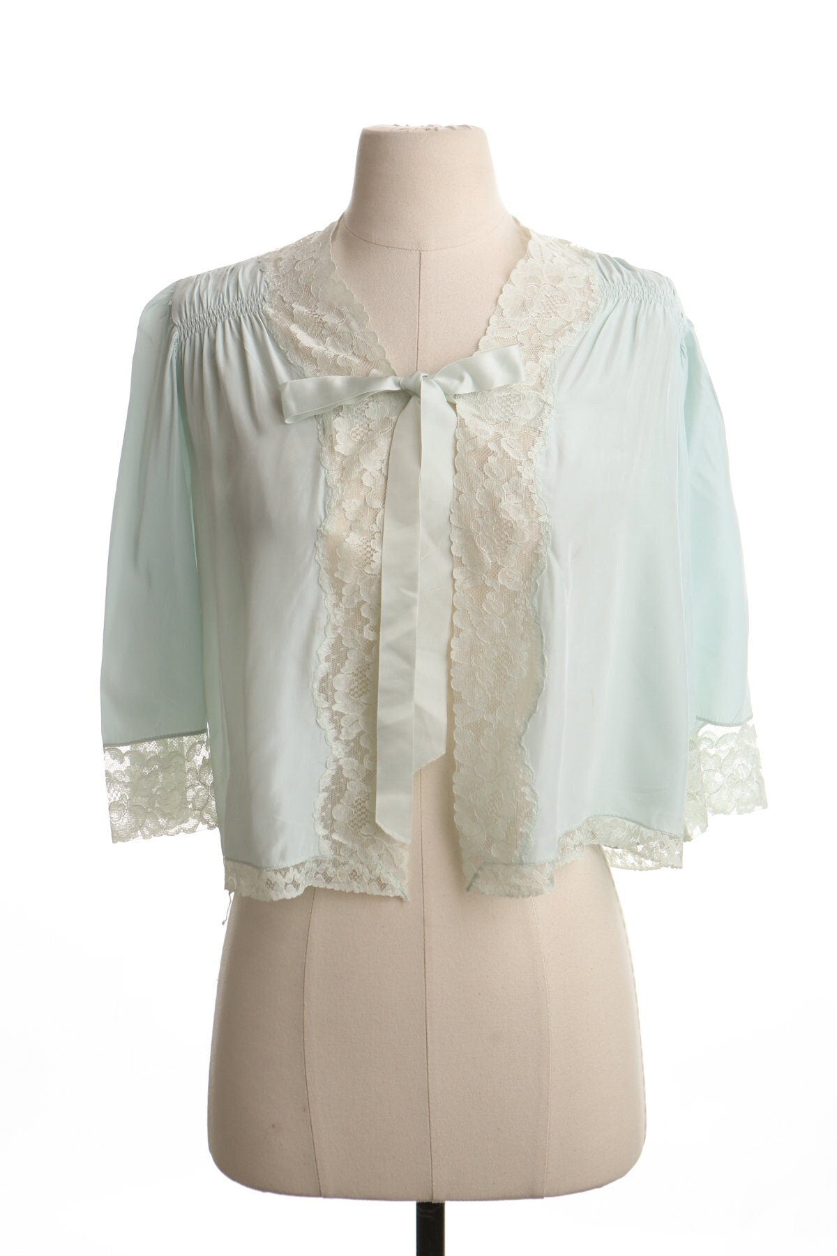 Women vintage blue lace nightgown top blouse 70's artemis small