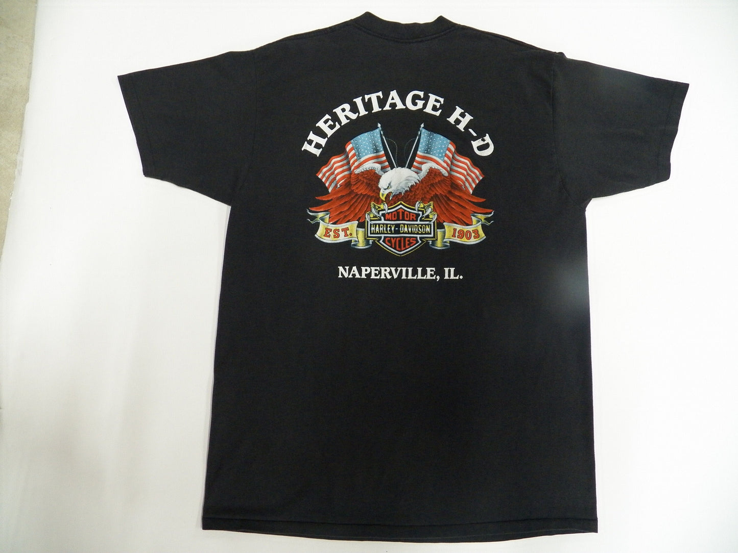 Harley davidson black 3d emblem 1989 fort worth tx naperville illinois vintage t-shirt