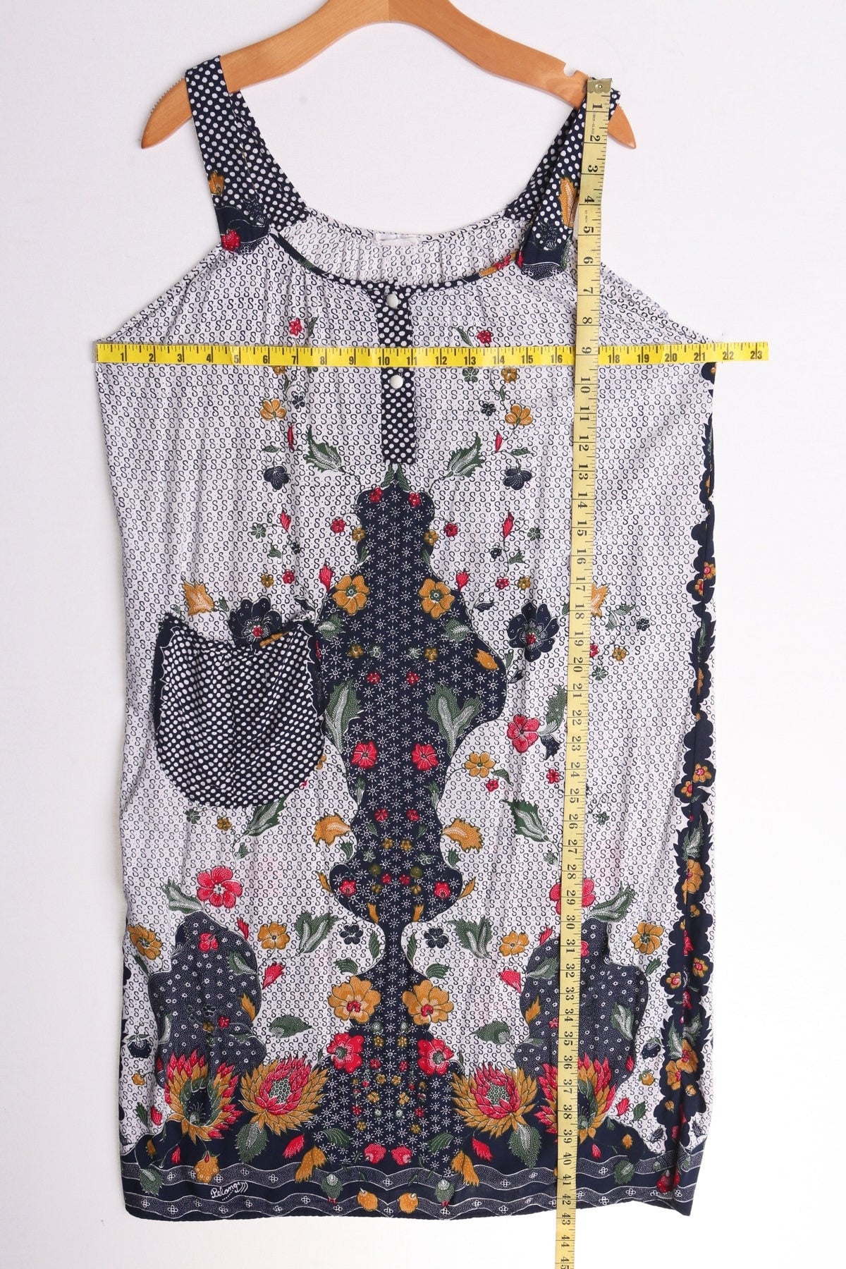 Vintage strap floral print summer dress blue white 90's women