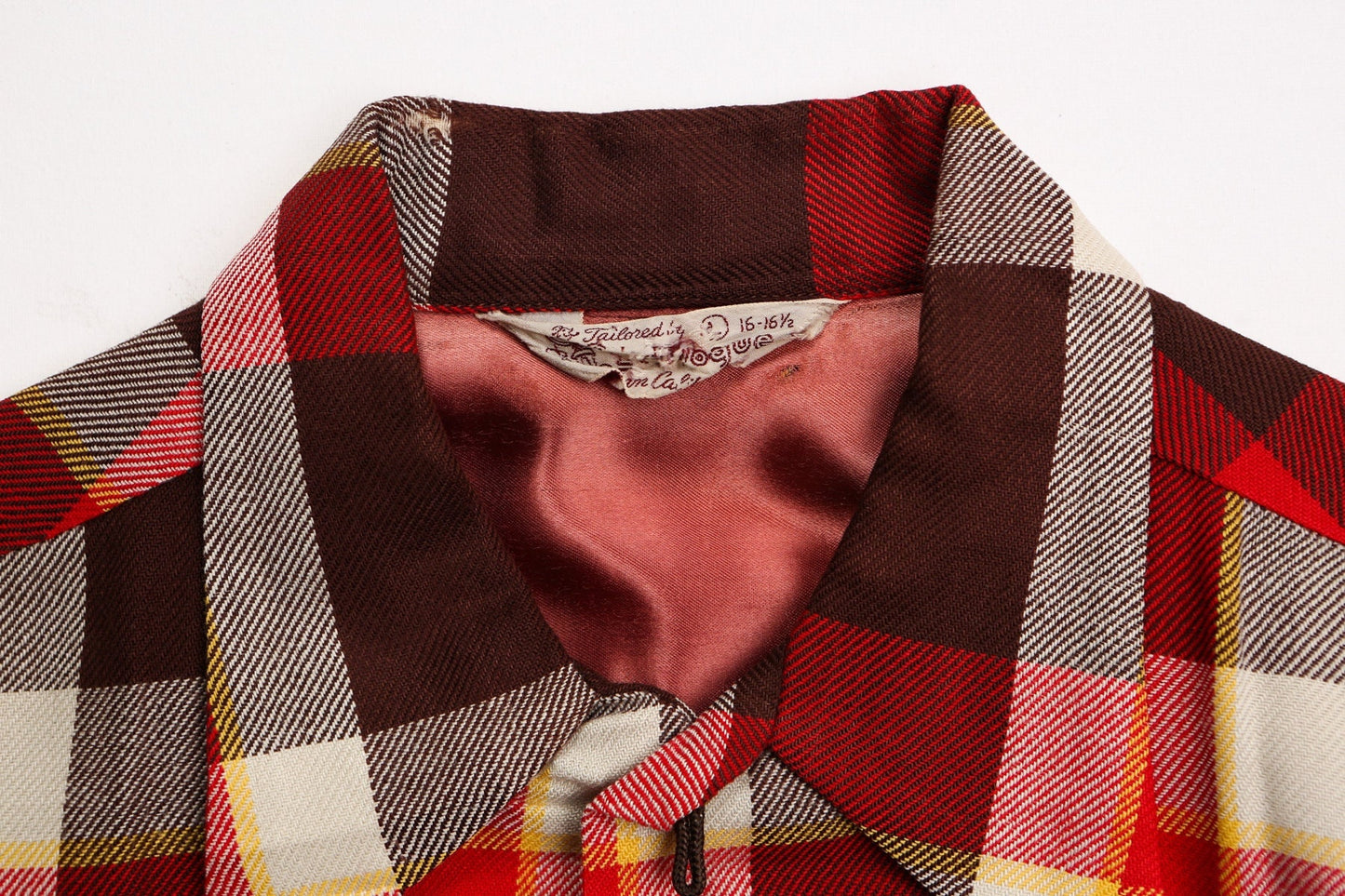 Men vintage plaid red shirt 40's 50's flannel tailored