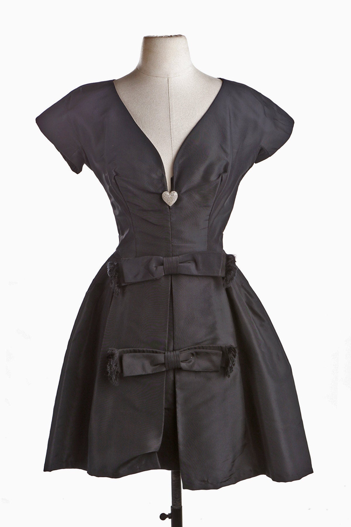 Women Evening Black Dress with Front Bow Details