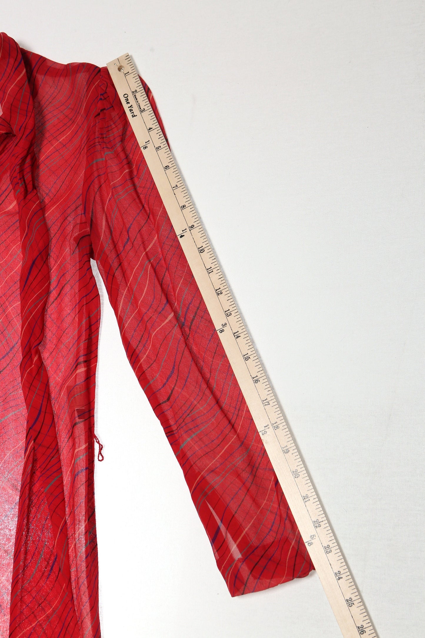 Vintage red striped long sleeve guy laroche made in france designer women sheer