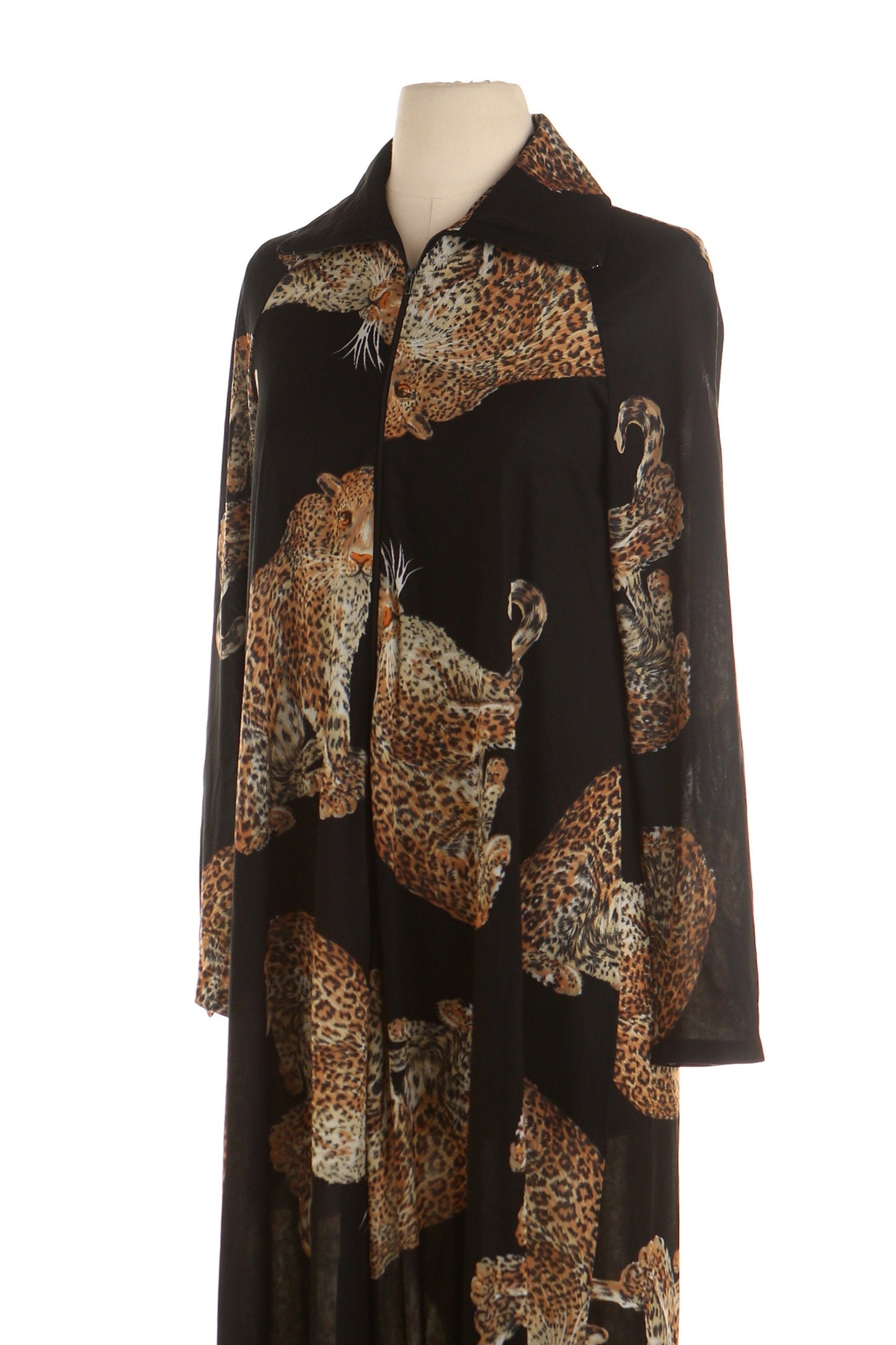 Vintage women 70's dress casual nightgown leopard print disco long