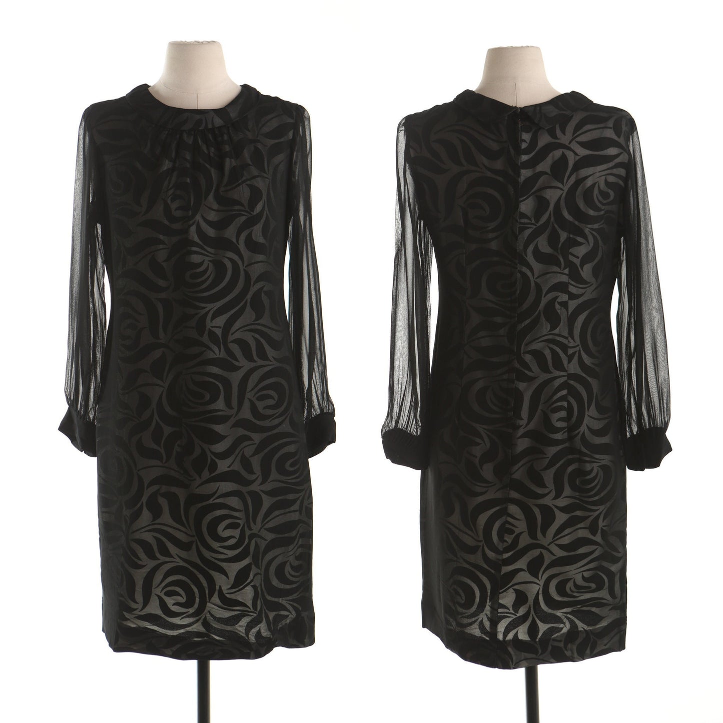 Women 60's sheer black mod casual dress cocktail shift fashion