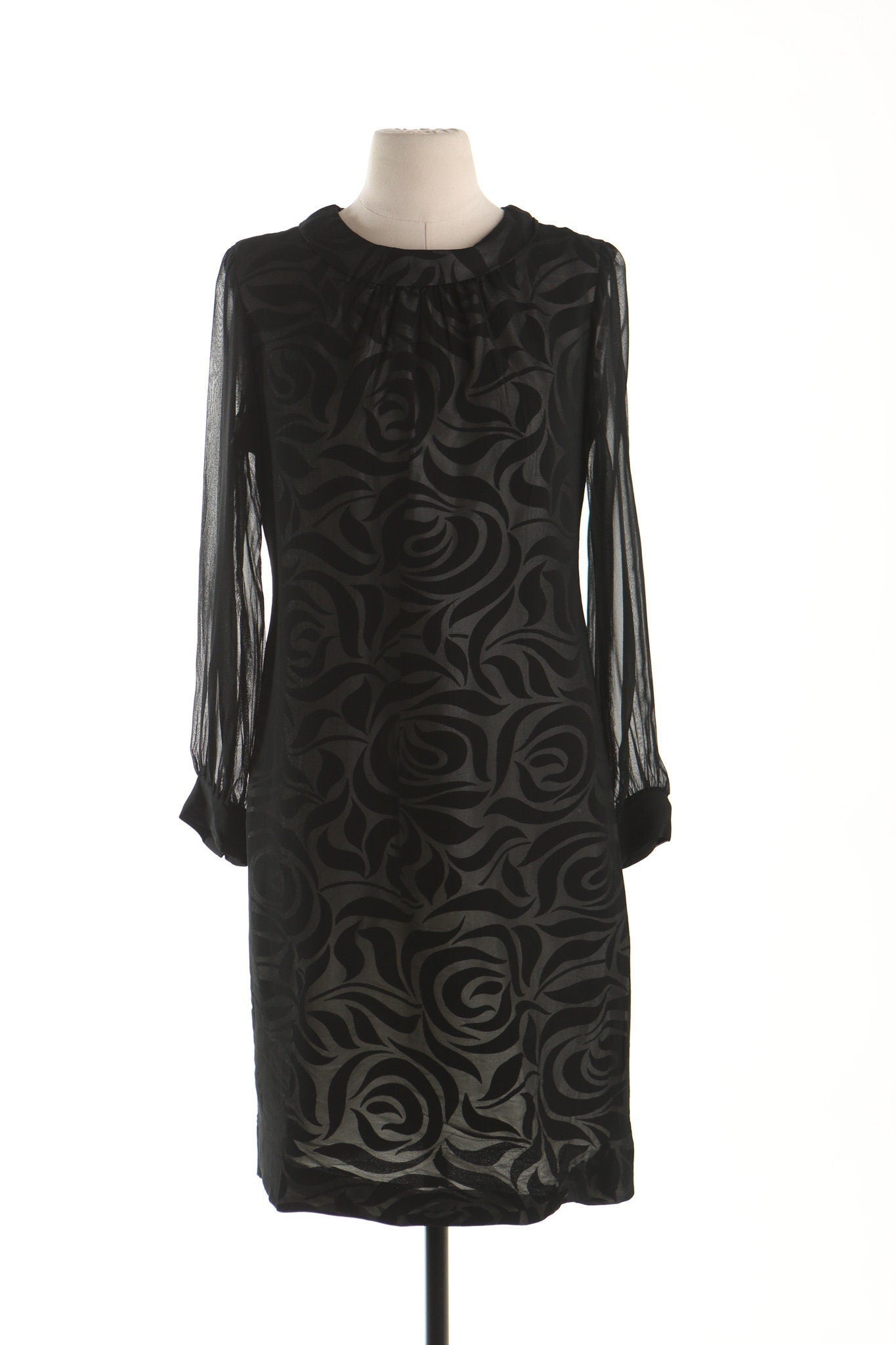 Women 60's sheer black mod casual dress cocktail shift fashion