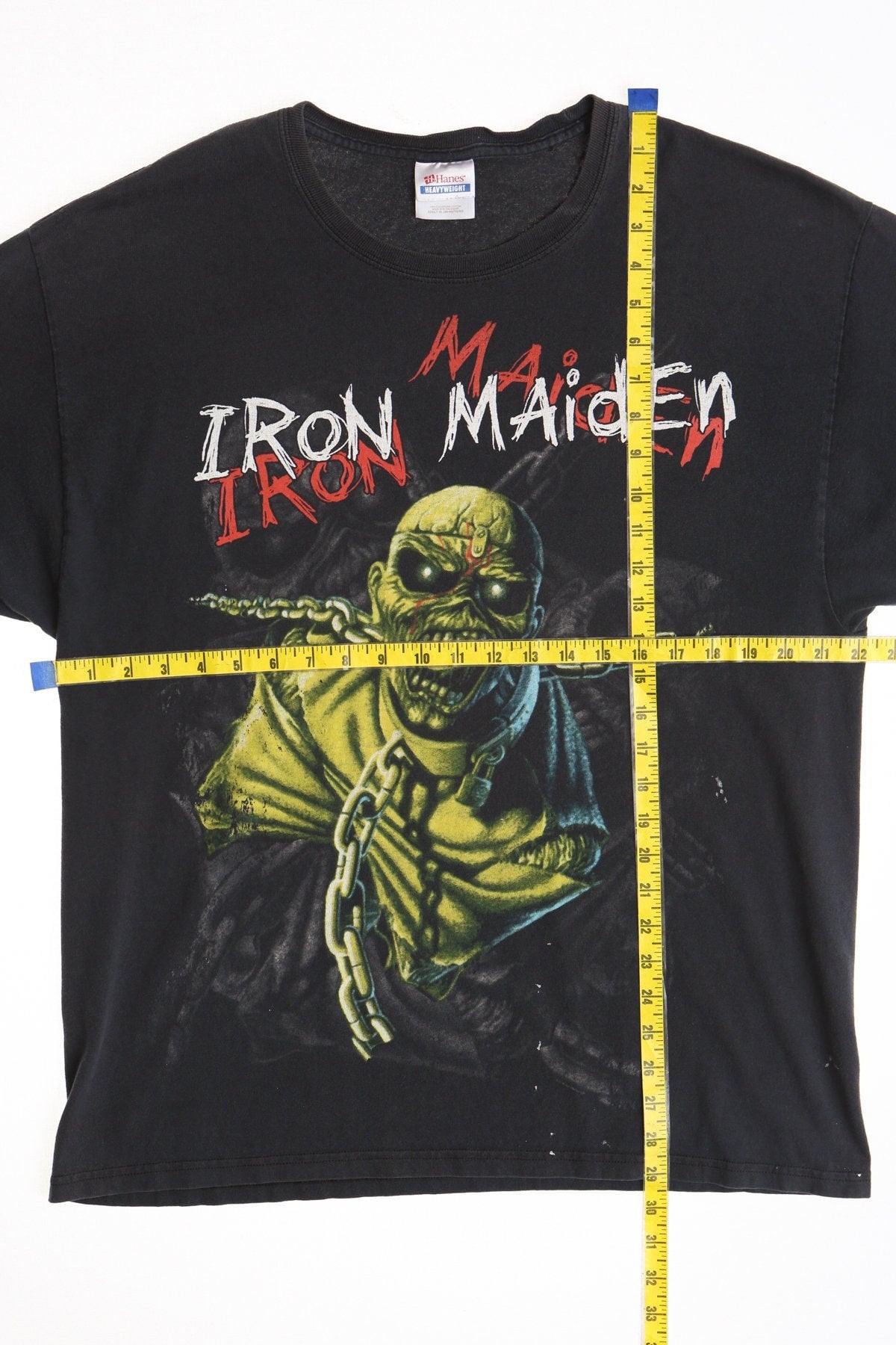 Vintage iron maiden piece of mind rocker rock graphic black shirt t-shirt y2k