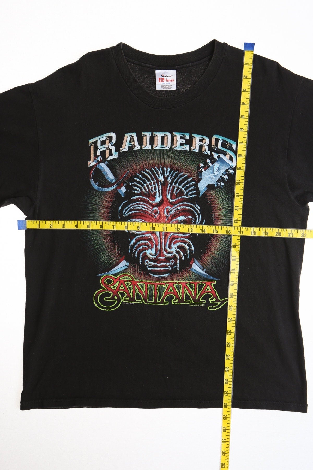 Vintage santana raiders nfl black music concert shirt 2000 y2k