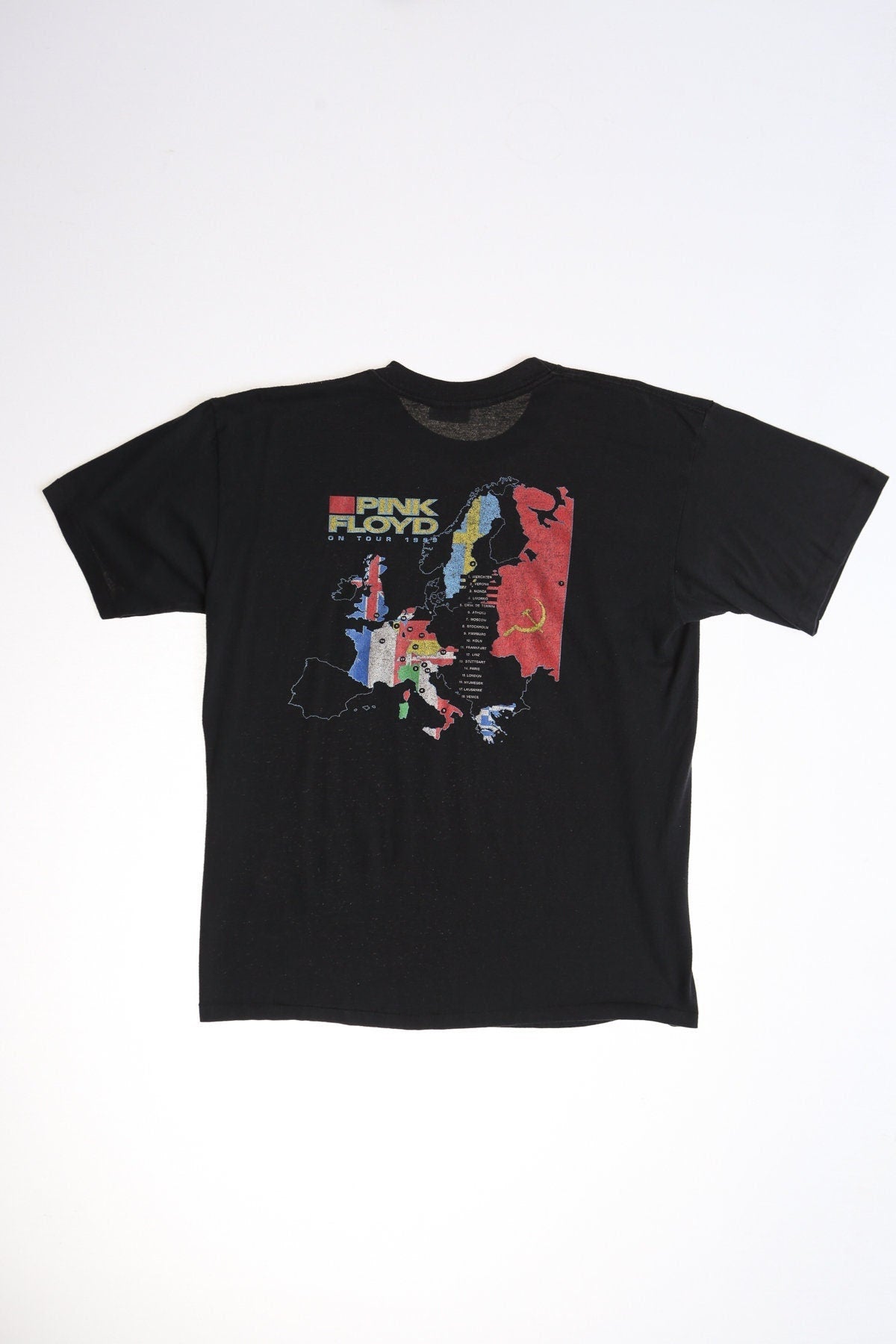Xl pink floyd vintage shirt t-shirt 1989 tour black rock europe