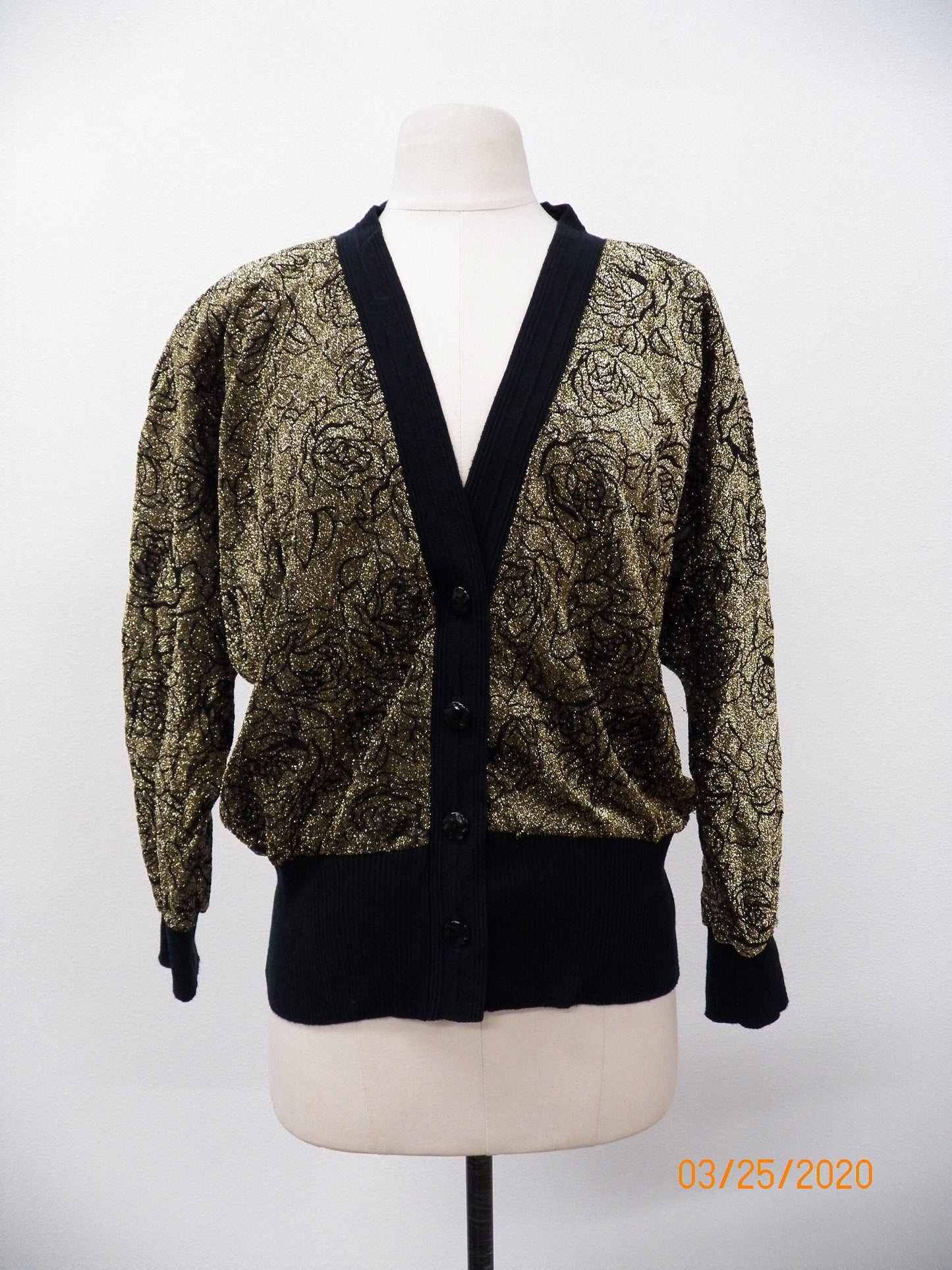 Women metallic black gold 80's top