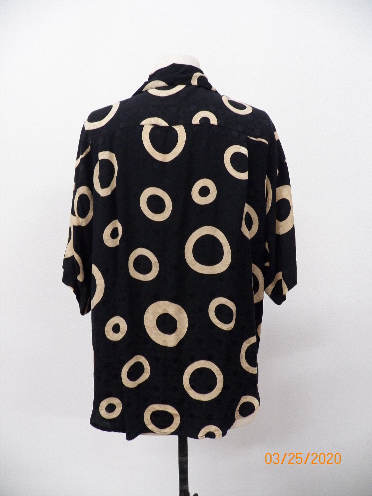Black white women silk top polka dots short sleeve