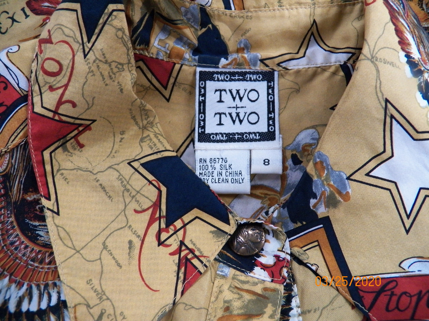 Silk top graphic designer women vintage casual 90's