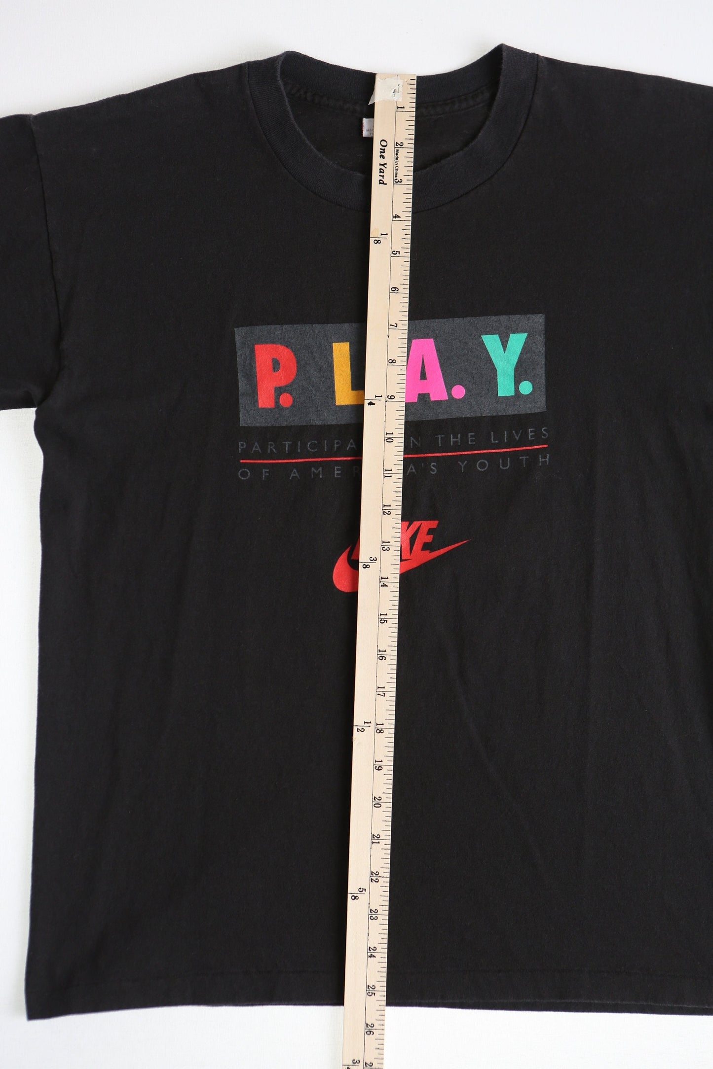 Nike vintage t-shirt black red fly play sports american youth