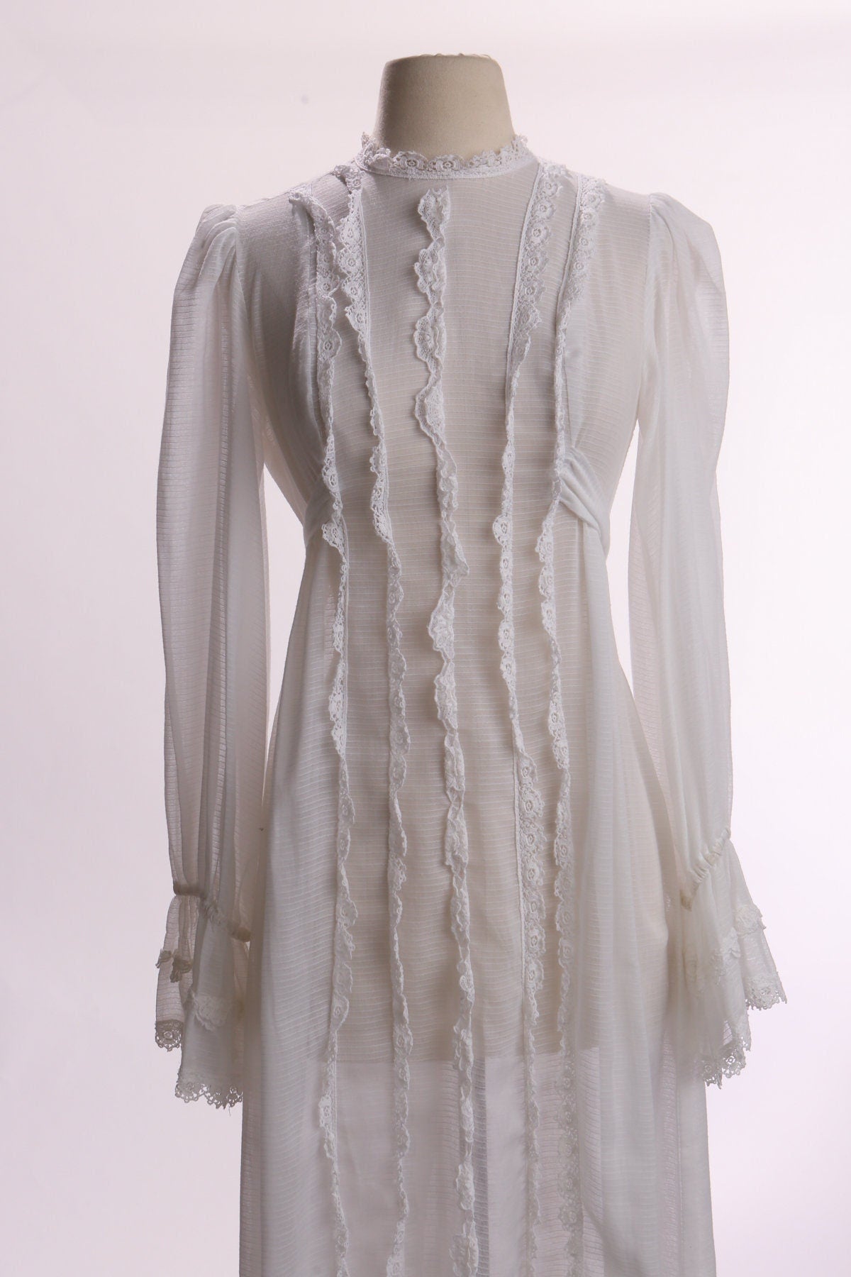 Vintage Women White Prairie Long Sleeve Summer Dress