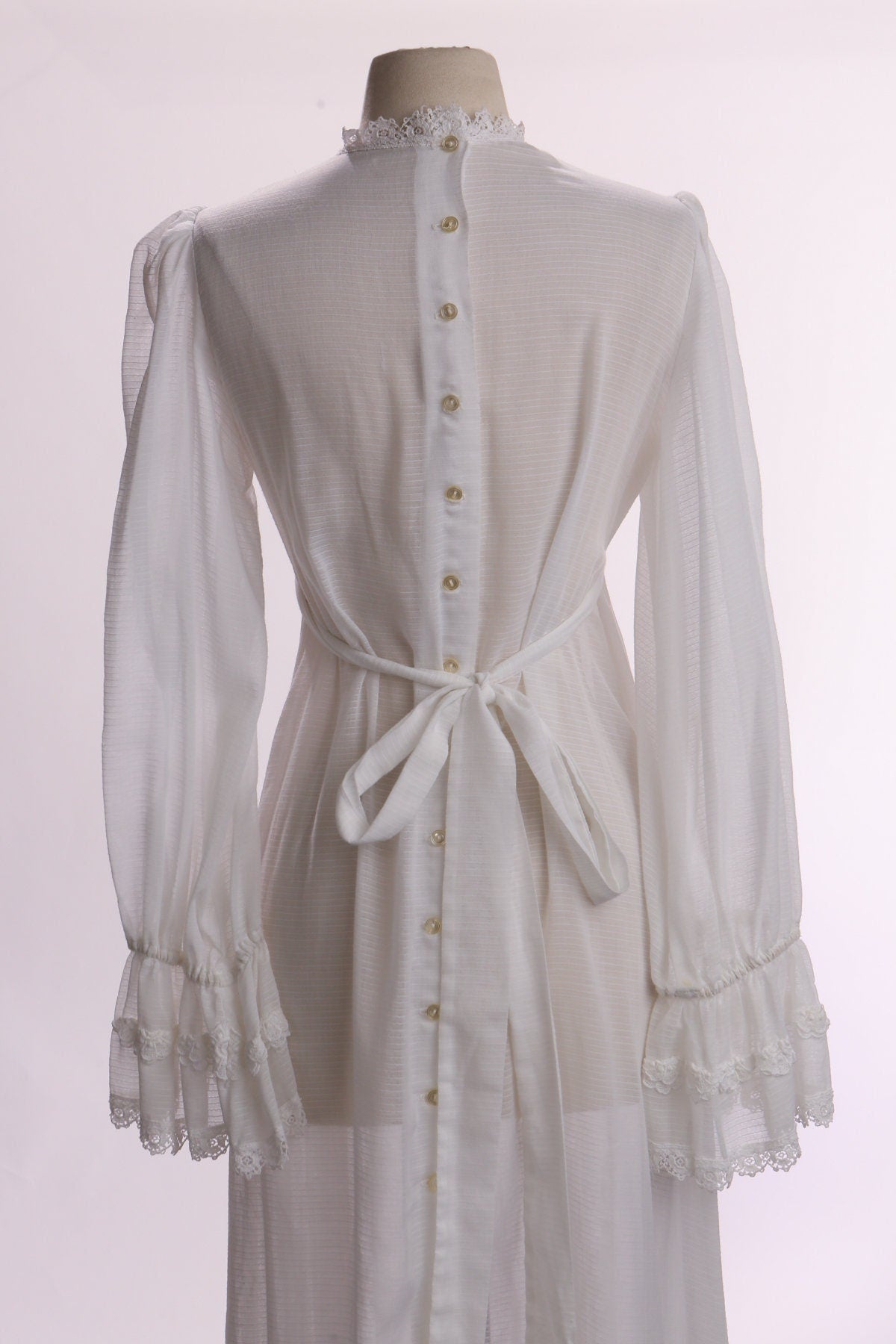Vintage Women White Prairie Long Sleeve Summer Dress