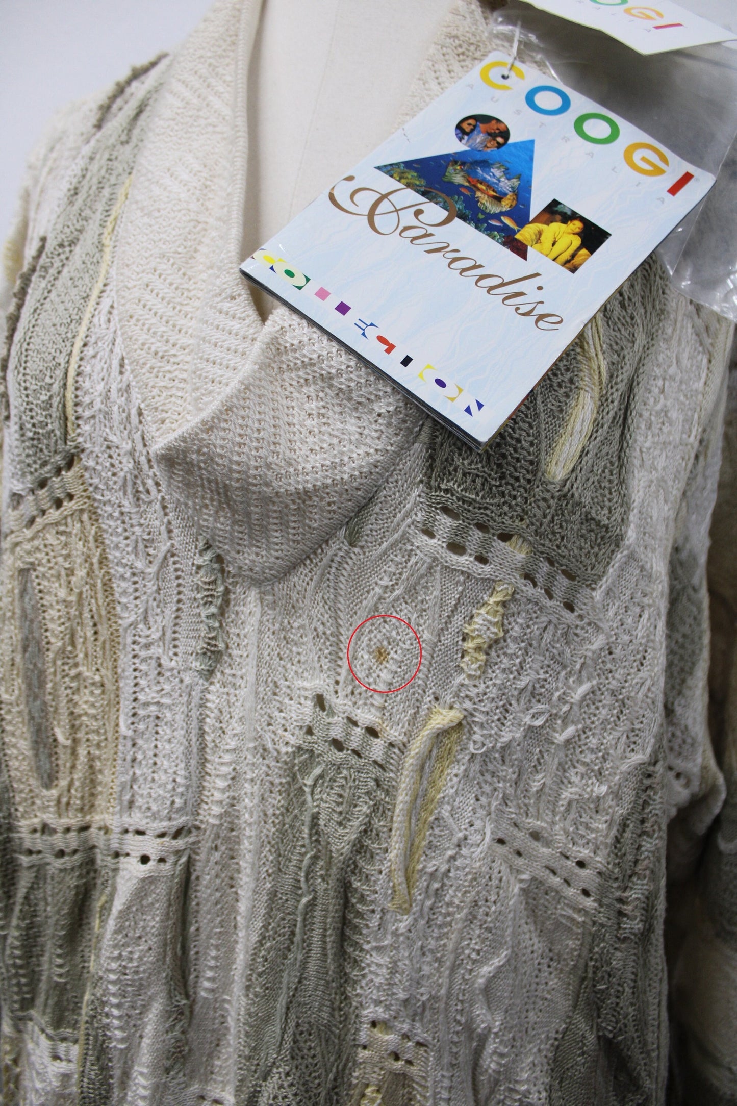 V neck coogi made in australia caradise size m white beige colored men cardigan sweater