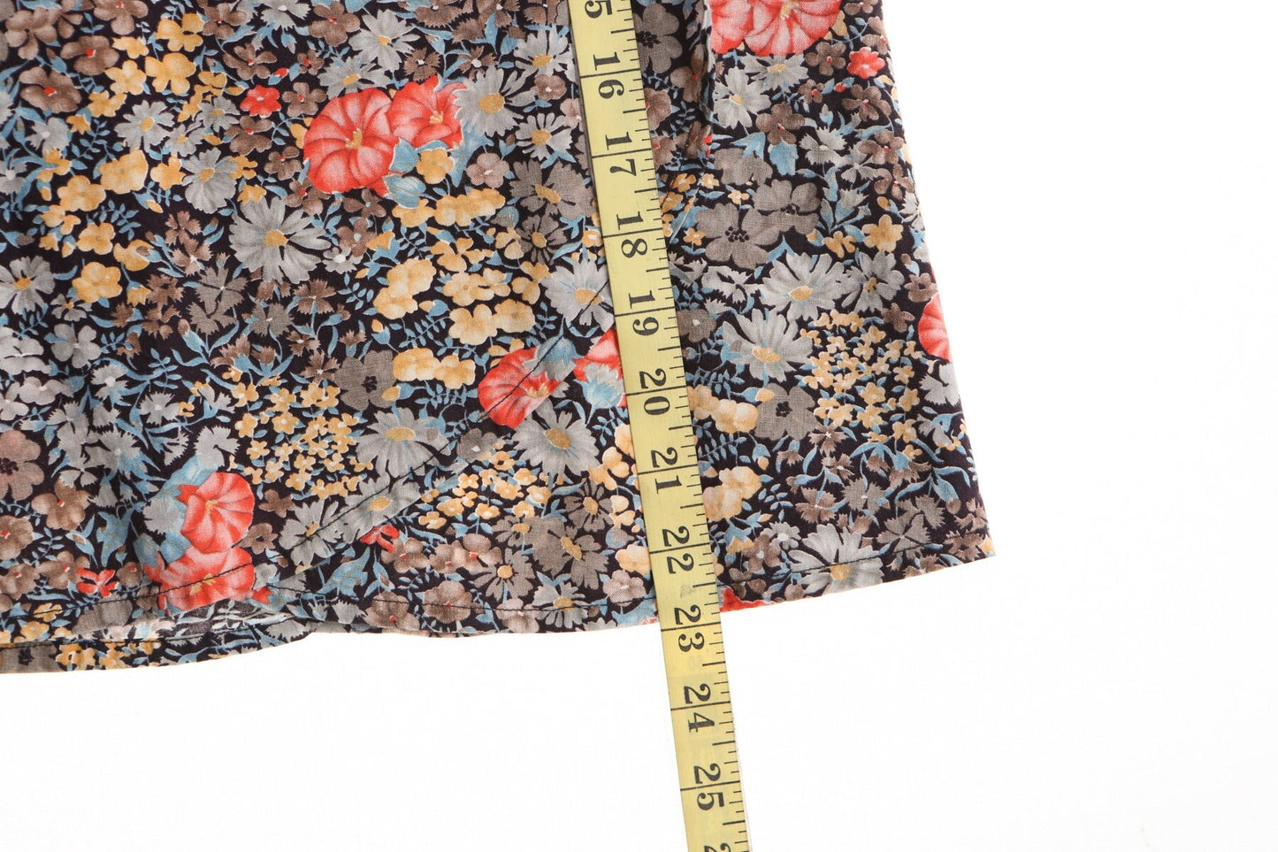 Vintage women 70's floral print cotton brown skirt hippie wrap casual