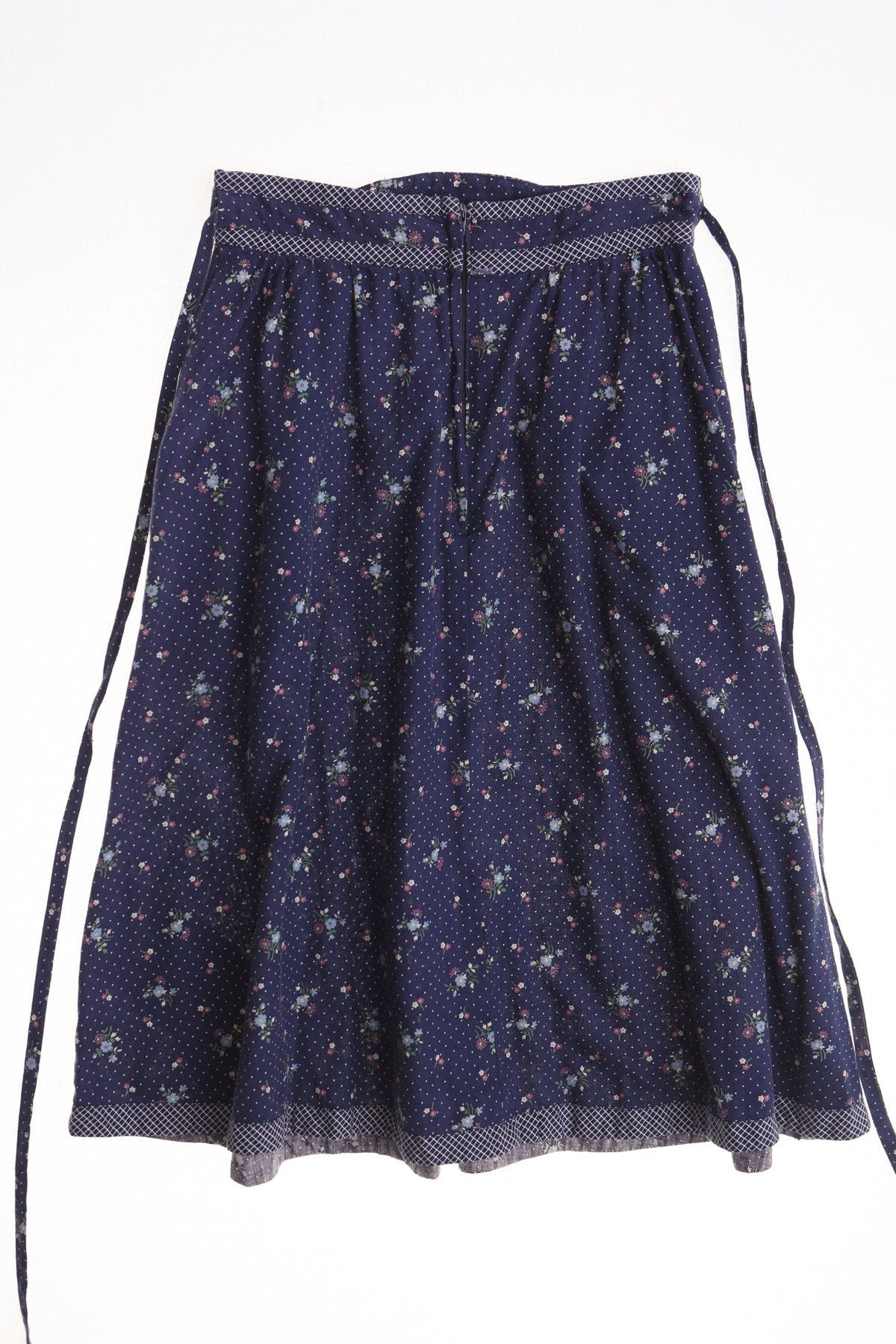 Vintage blue floral print gunne sax women skirt prairie 70's boho patchwork