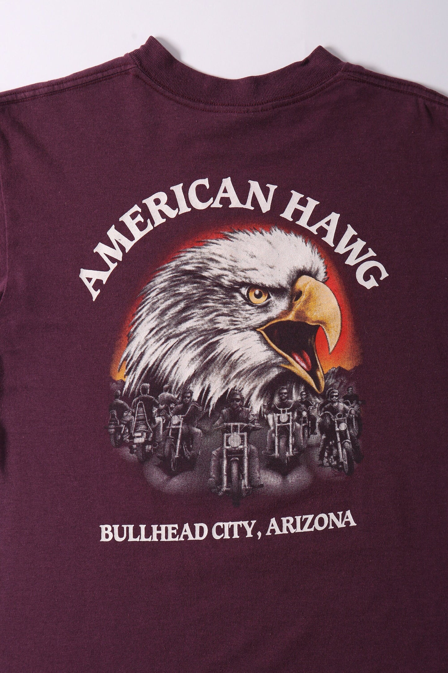 Vintage biker t-shirt burgandy made in usa american biker cobra snake swords t-シャツ ビンテージ シャツ