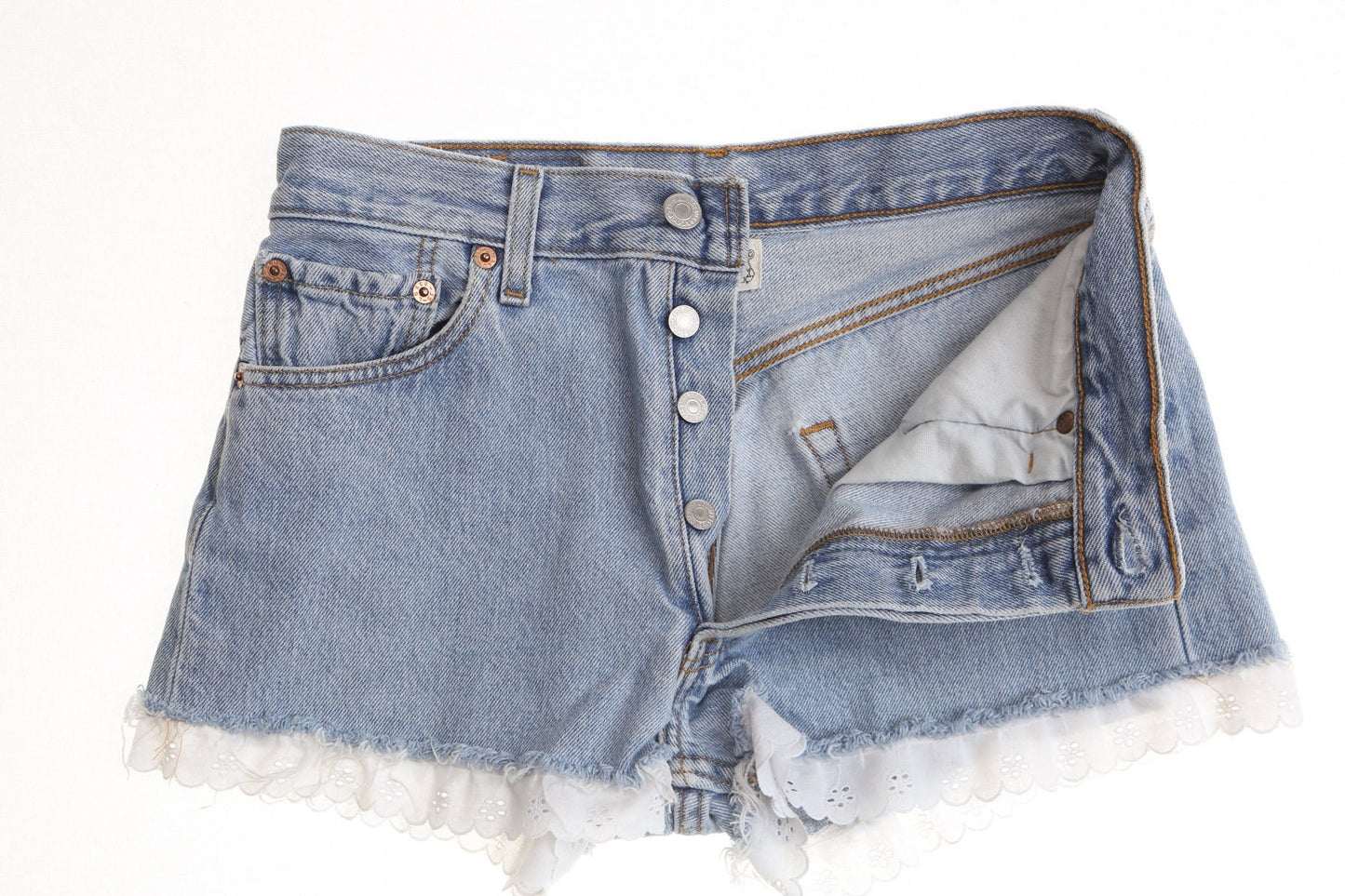 Levi's denim short blue women high waist cut off 90's daisy dukes light wash