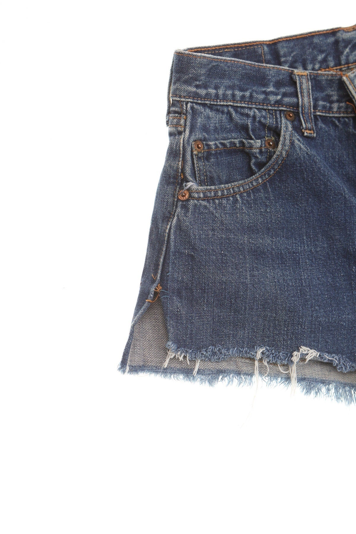 Vintage denim levi's short xx 80's high waist jean made in usa boho blue