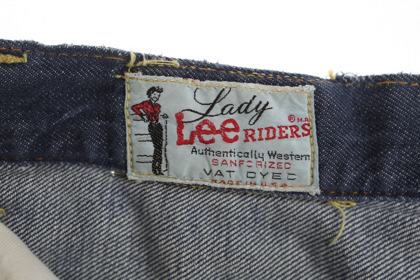 Vintage lee riders lady blue women 70's 60's high waist short denim