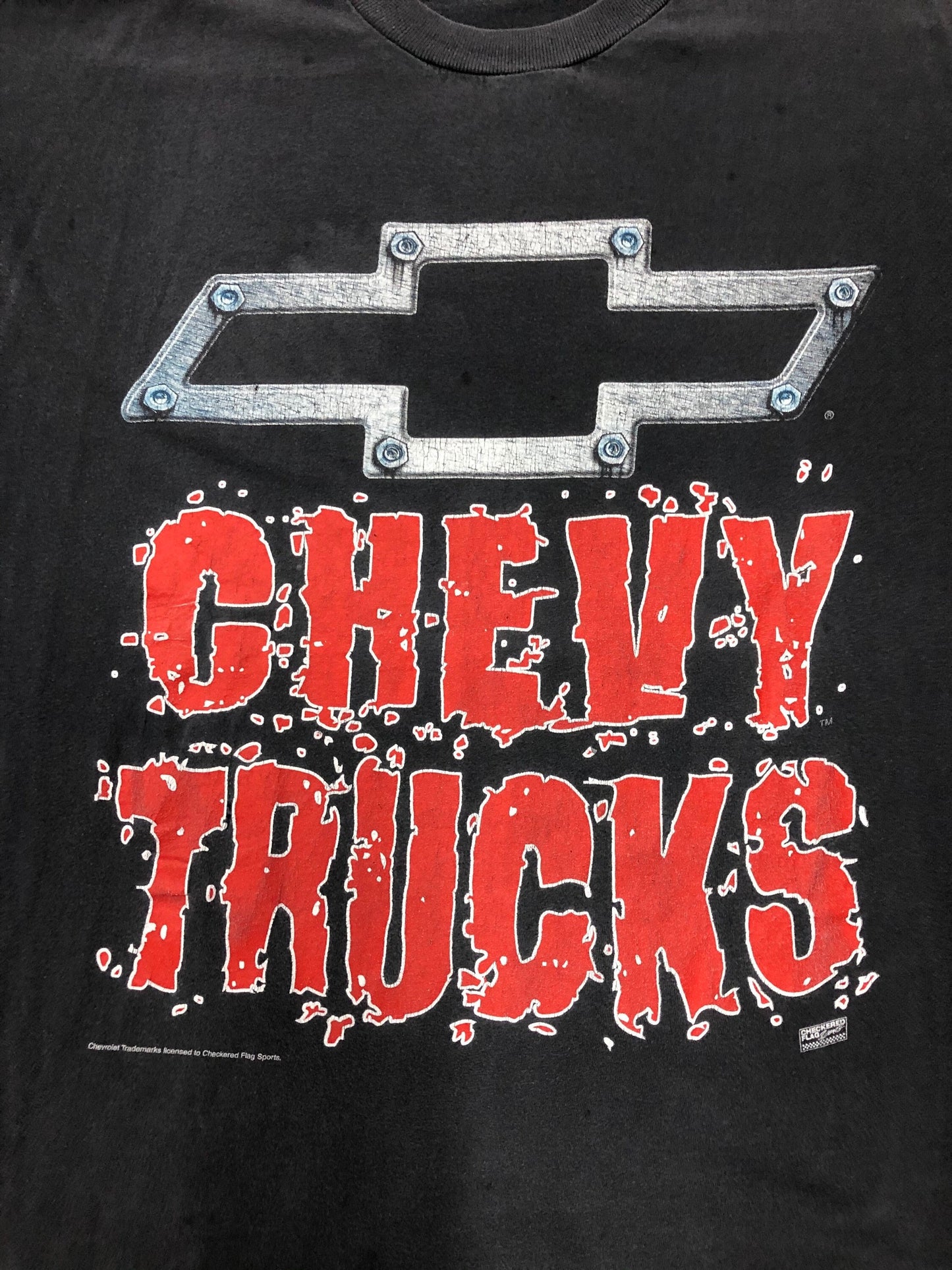 Logo frame steel red tultepec label chevrolet t-shirt chevy vintage black trucks
